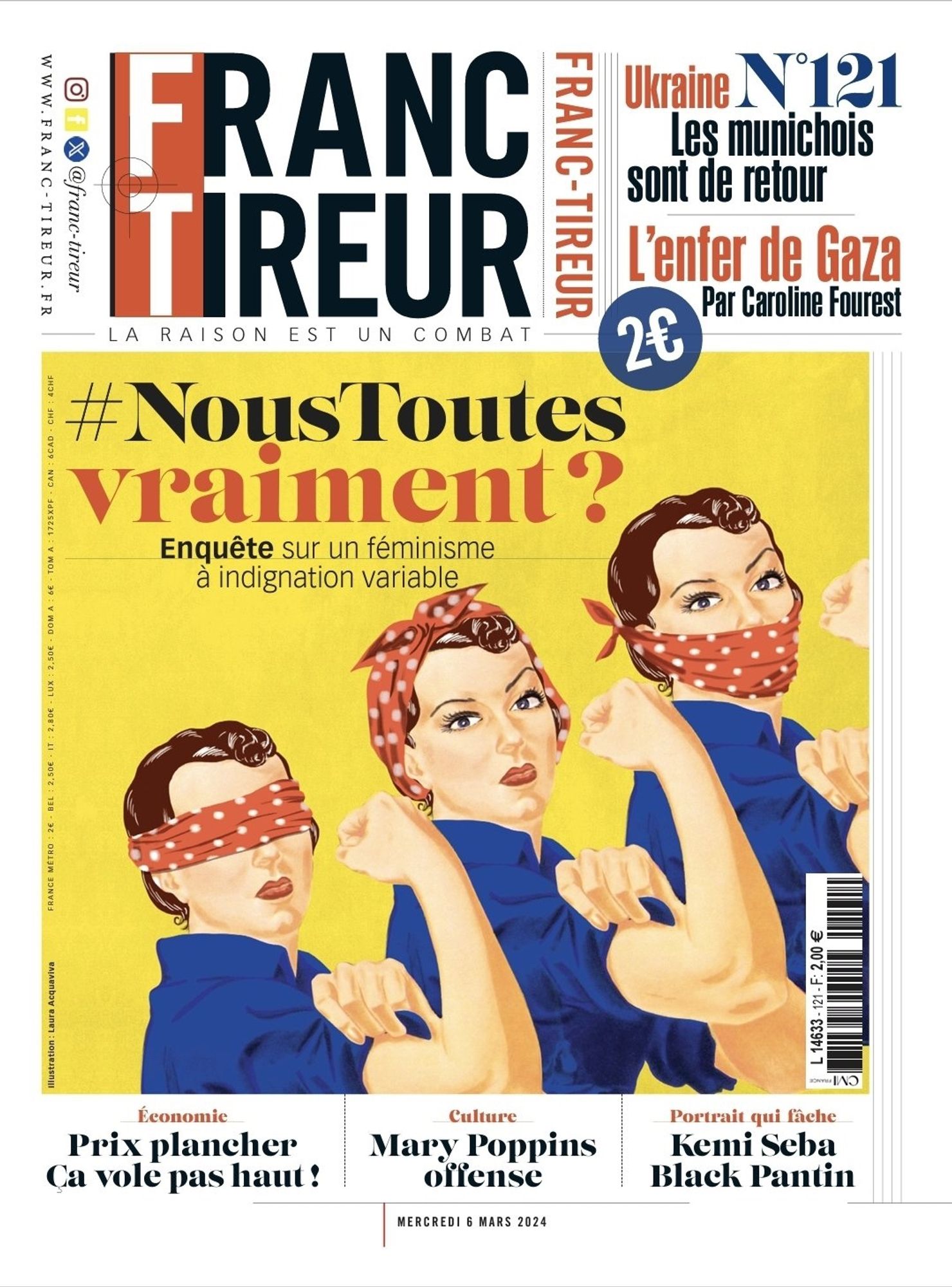 Une du n°121 de Franc-Tireur. NousToutes vraiment ? Enquête sur un féminisme à indignation variable.