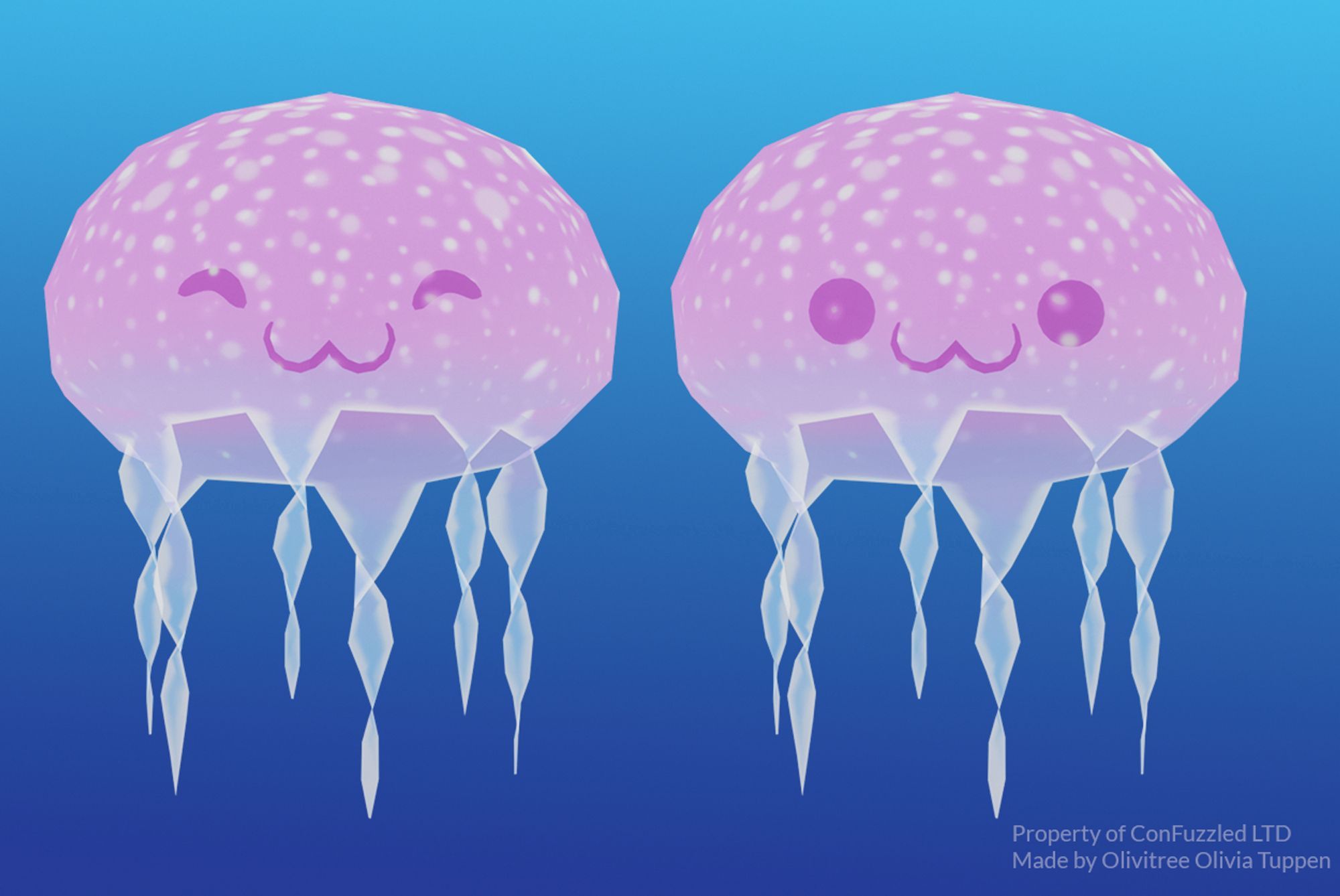 A very happy pink jellyfish