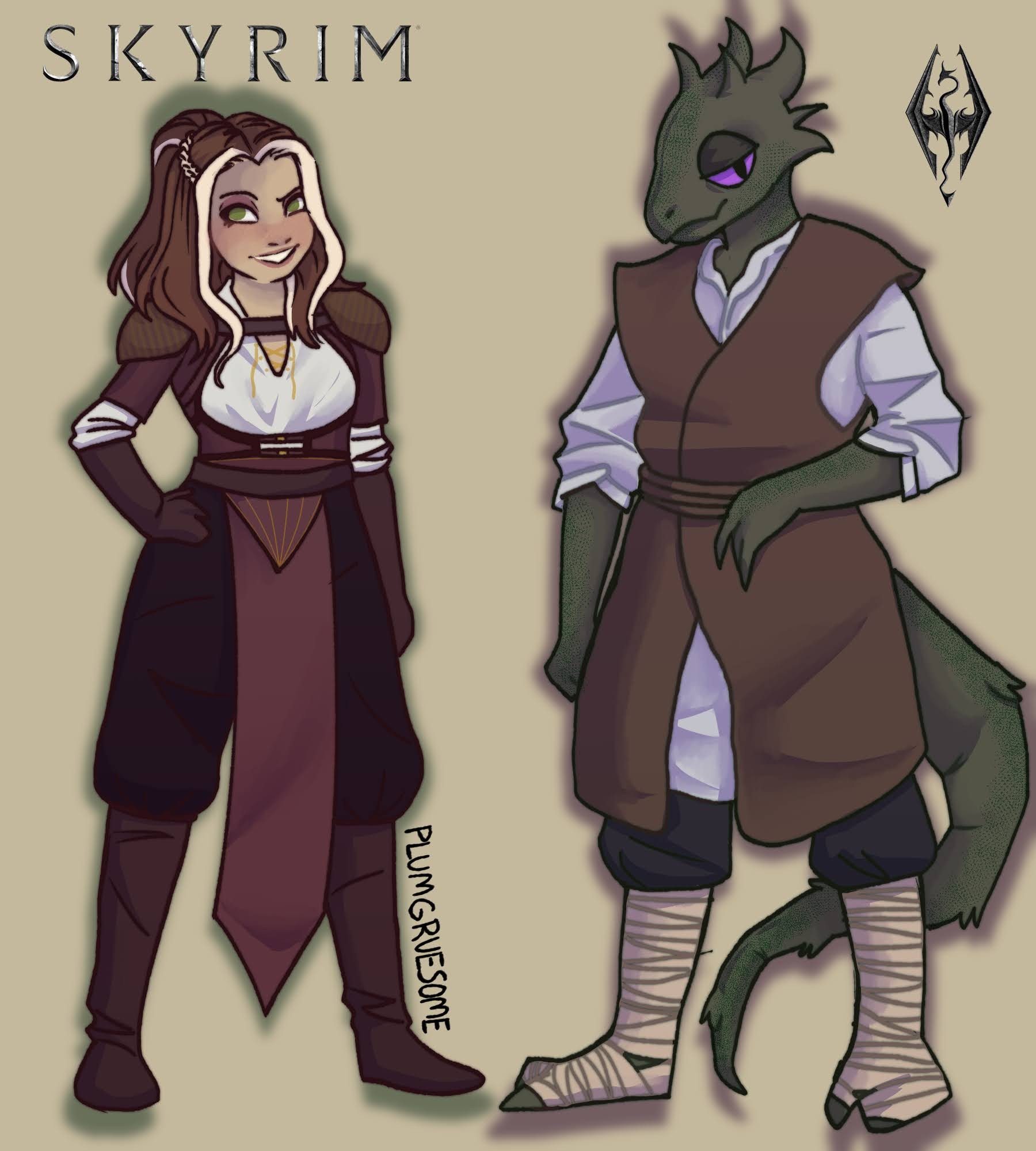 skyrim. angela as a nord me as an argonian