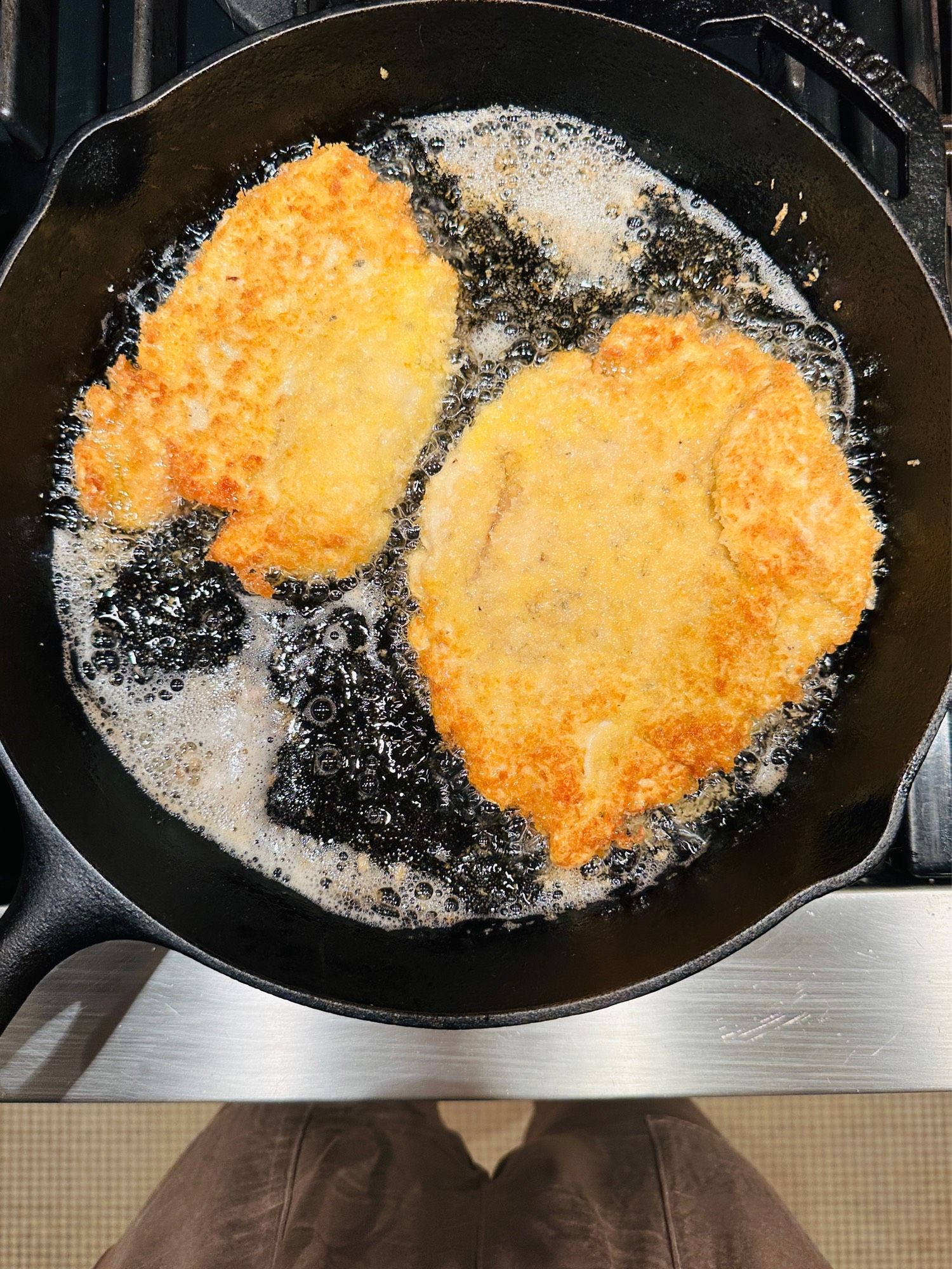 Bread your chicken cutlets with Panko bread crumbs and Parmesan.