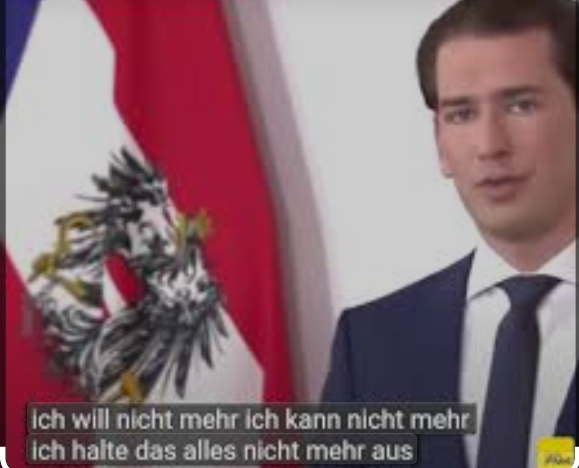 Das bild von sebastian kurz wo er sagt ich will nicht mehr ich kann nicht mehr ich halte das alles nicht mehr aus