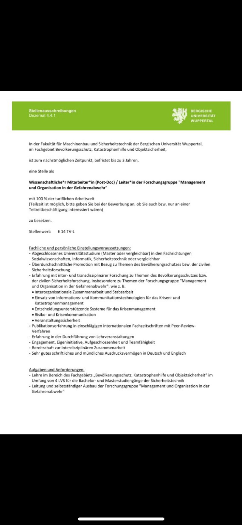 Erste Seite der Stellenausschreibung
Mehr auf https://stellenausschreibungen.uni-wuppertal.de/qisserver/rds?state=change&type=3&nextdir=sva/bwmsas&subdir=sva/bwm&moduleParameter=bwmSearchResult&next=TableSelect.vm&subitem=svabwmstellenuebersicht

Kennziffer 24257