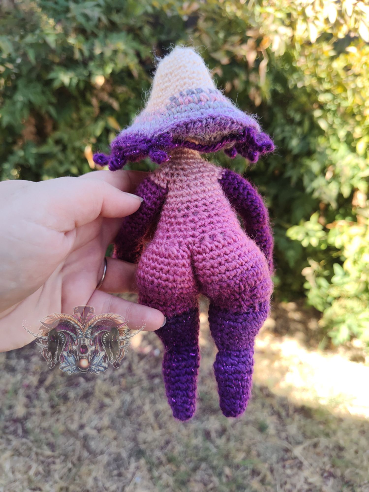 purple and pink mushroom goth doll