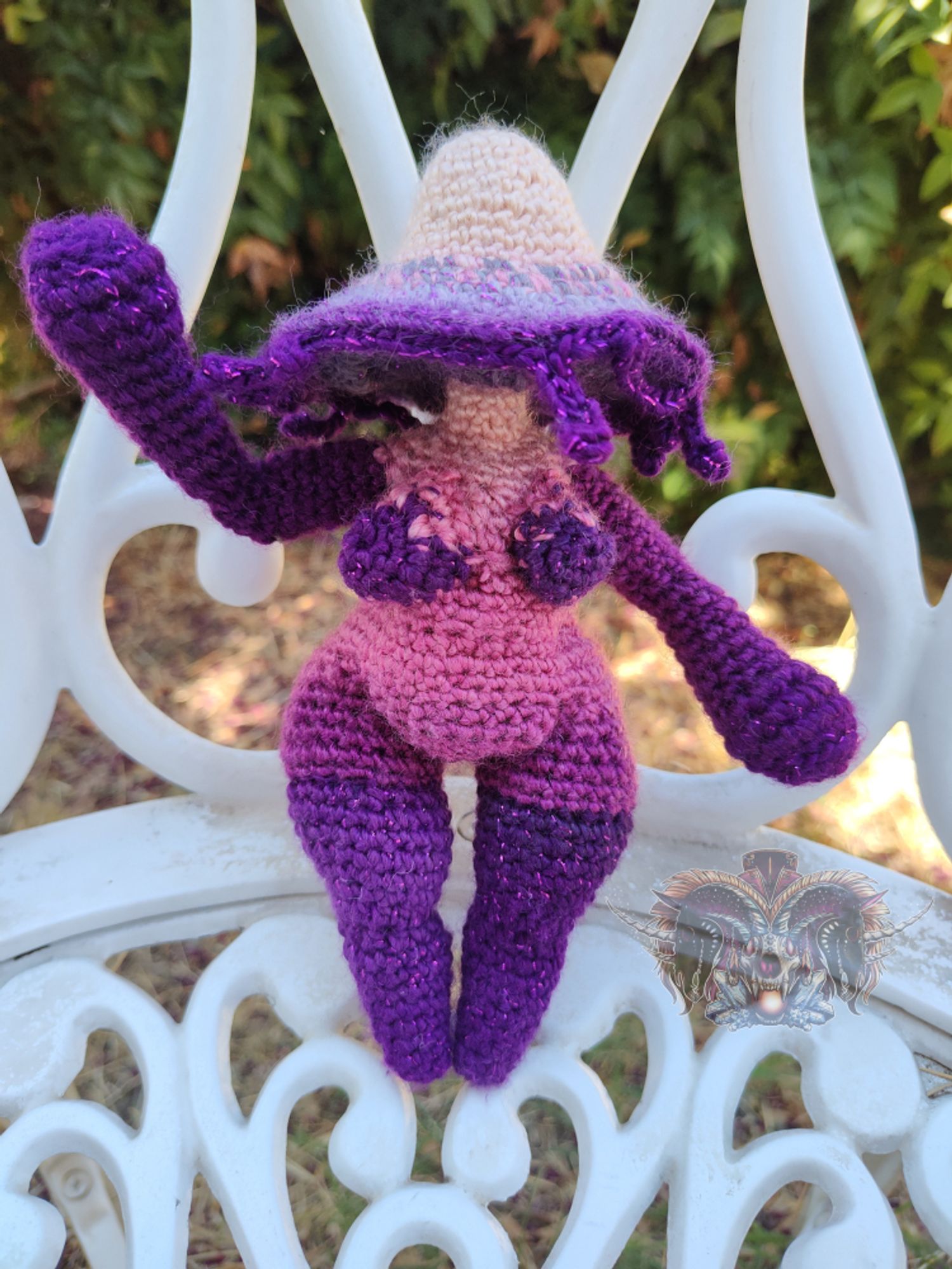 purple and pink mushroom goth doll