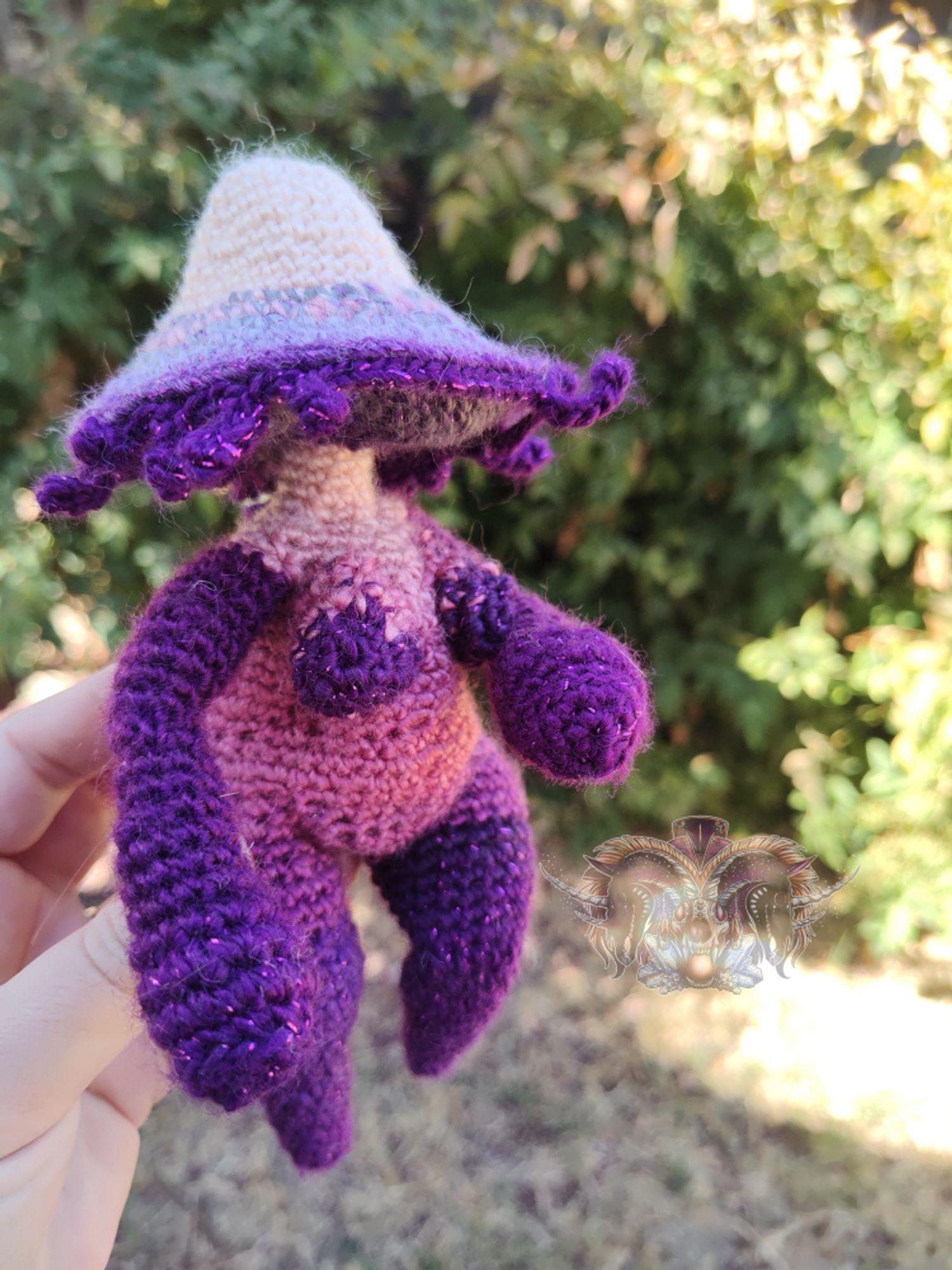 purple and pink mushroom goth doll