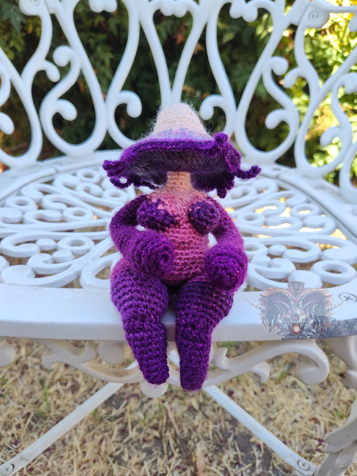 purple and pink mushroom goth doll