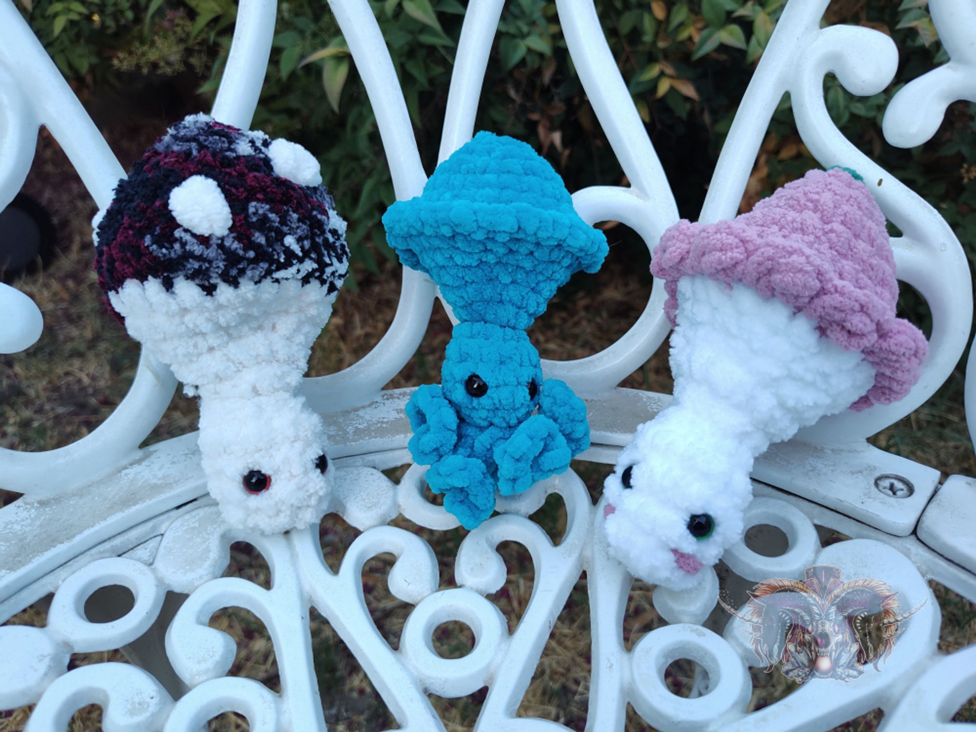 trio of pop up crochet plushies