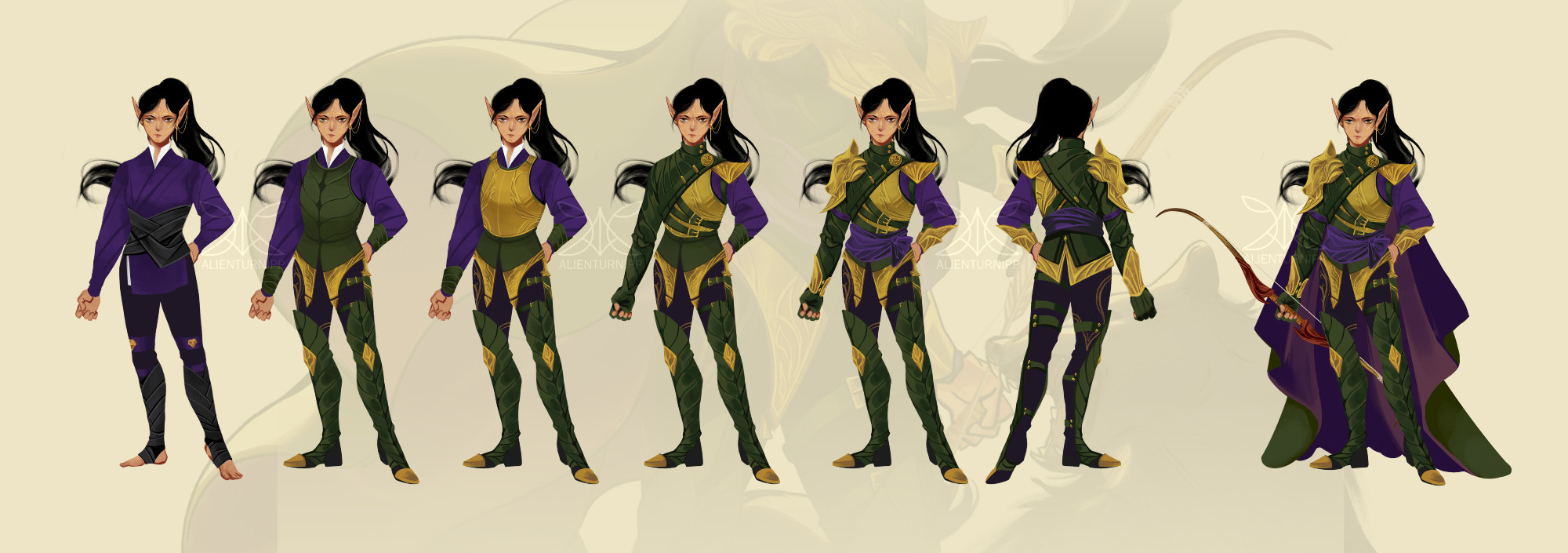 Myria's clothing layers, shown in greater details.