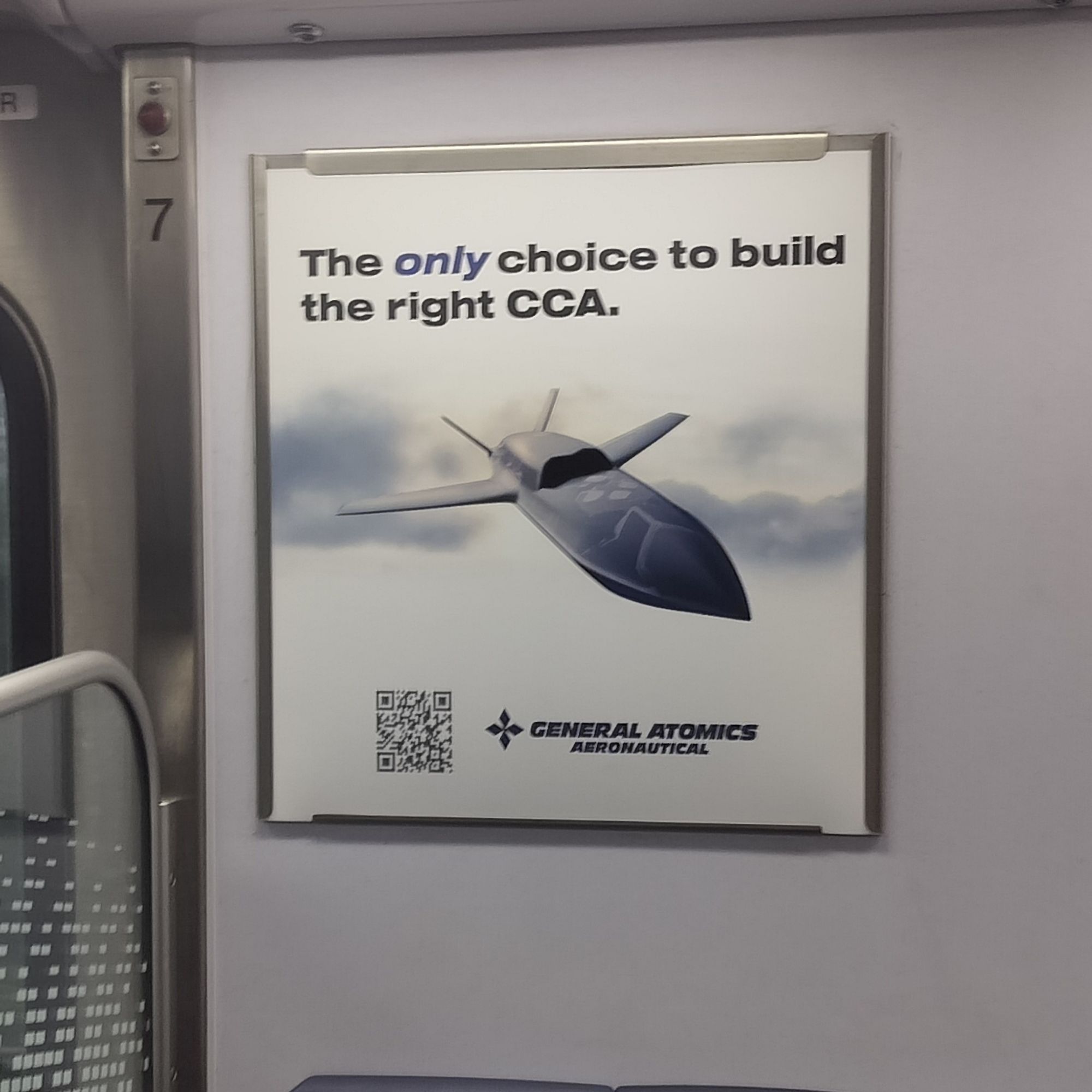 Ad for military aircraft on the train