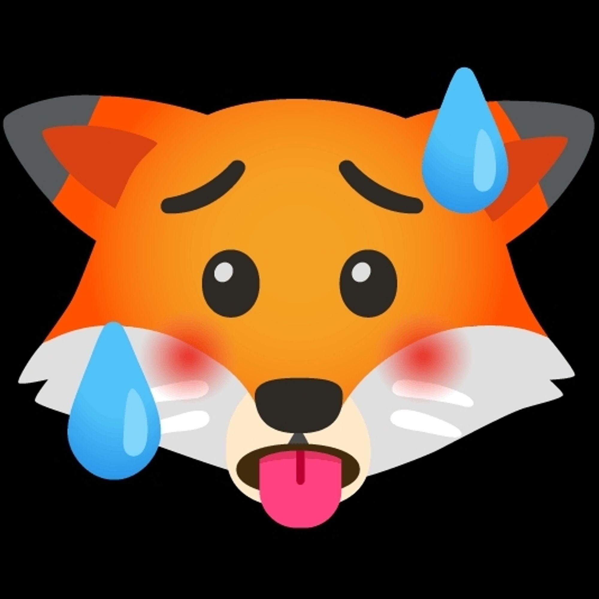 Fox emoji, sweating, panting, because the image is so hot