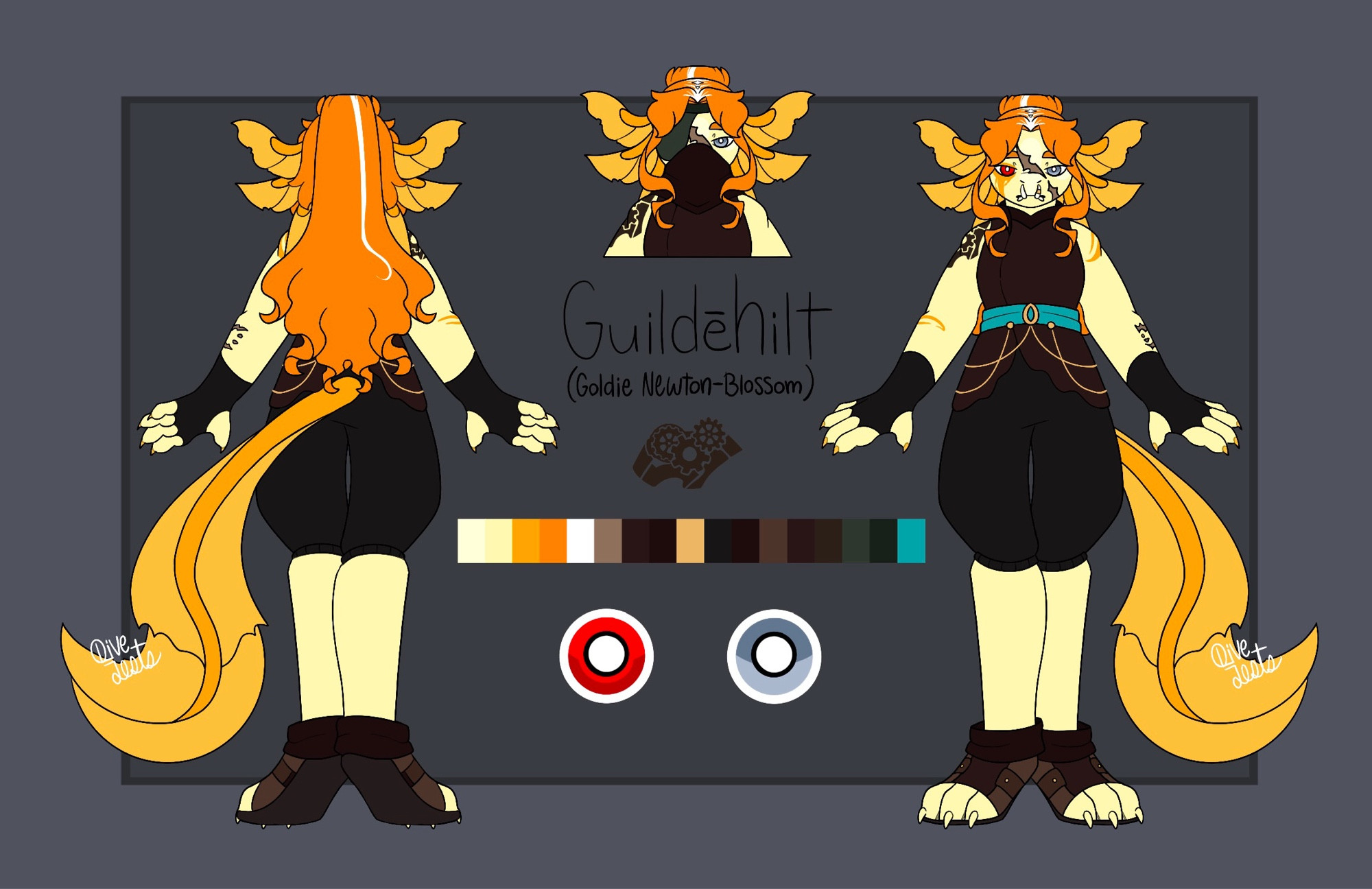 Ref. Sheet of Goldie the axolotl