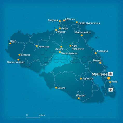 A map of the island with the main towns and villages.