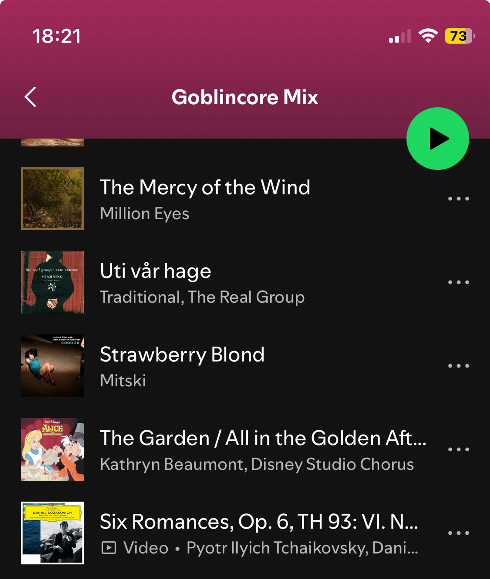 screenshot of a spotify playlist called goblincore