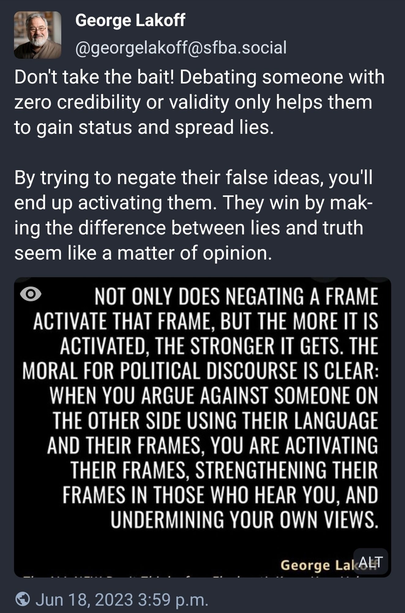 Don't take the bait! Debating someone with zero credibility or validity only helps them to gain status and spread lies. 

By trying to negate their false ideas, you'll end up activating them. They win by making the difference between lies and truth seem like a matter of opinion.