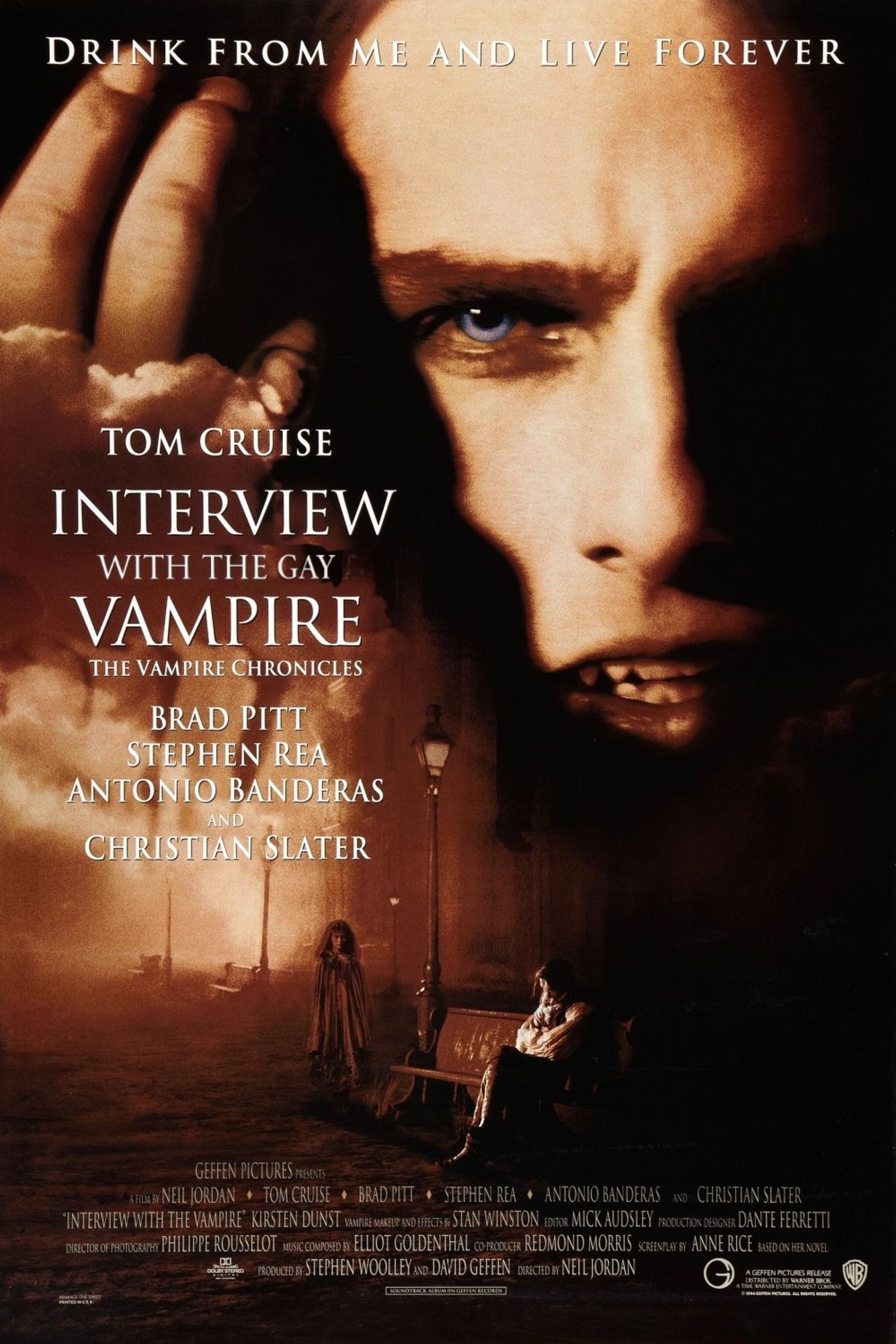 Movie poster: INTERVEW WITH THE GAY VAMPIRE, starring Tom Cruise