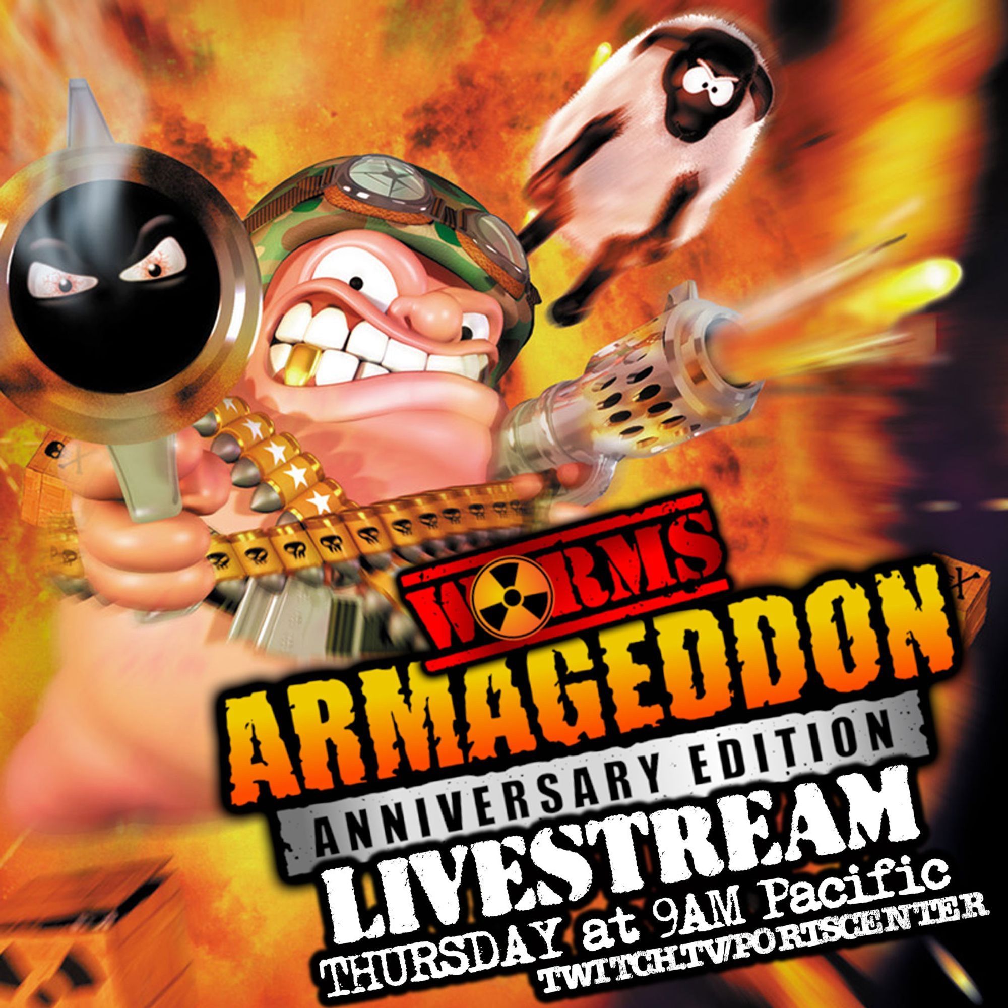 WORMS ARMAGEDDON ANNIVERSARY EDITION Livestream. Thursday at 9am Pacific. twitch.tv/portscenter