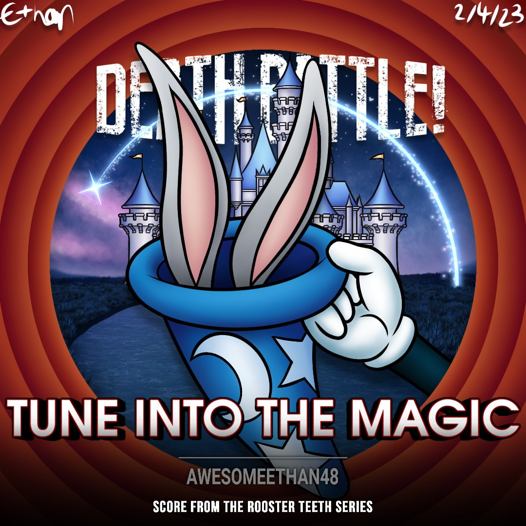 A Custom Album Cover (CAC) for Mickey Mouse VS Bugs Bunny (Disney VS Looney Tunes).

It decpicts Bug's ears coming out of Mickey's Sorcerer hat being held by the mouse itself, all framed by the Looney Tunes circles as it overlooks the Disney production card.

There's also a Hidden Mickey here, but I ain't telling where it is, otherwise that defeats its purpose. Try finding it yourself!