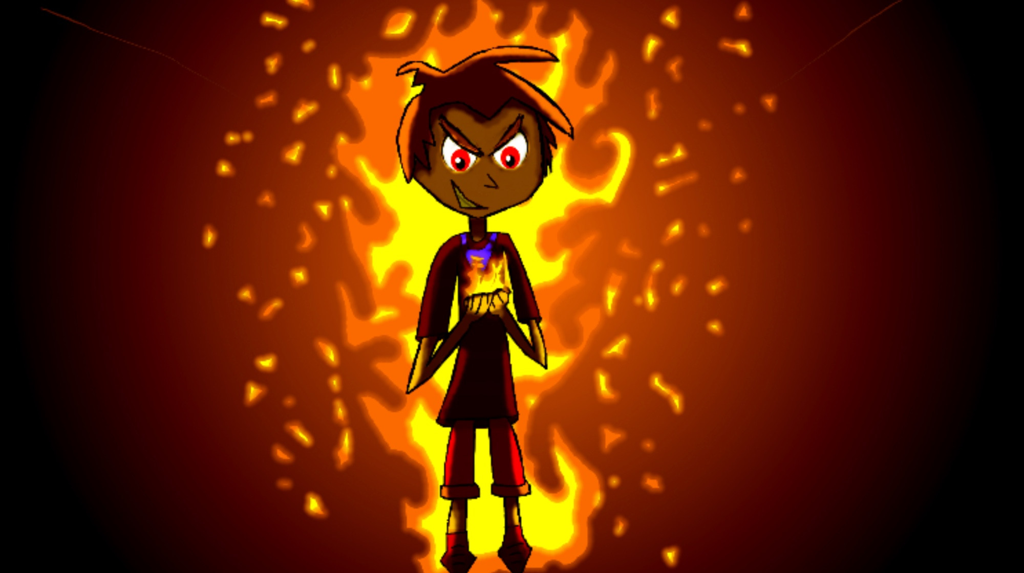 Arsonist OC named Fernis, ready to cause destruction.