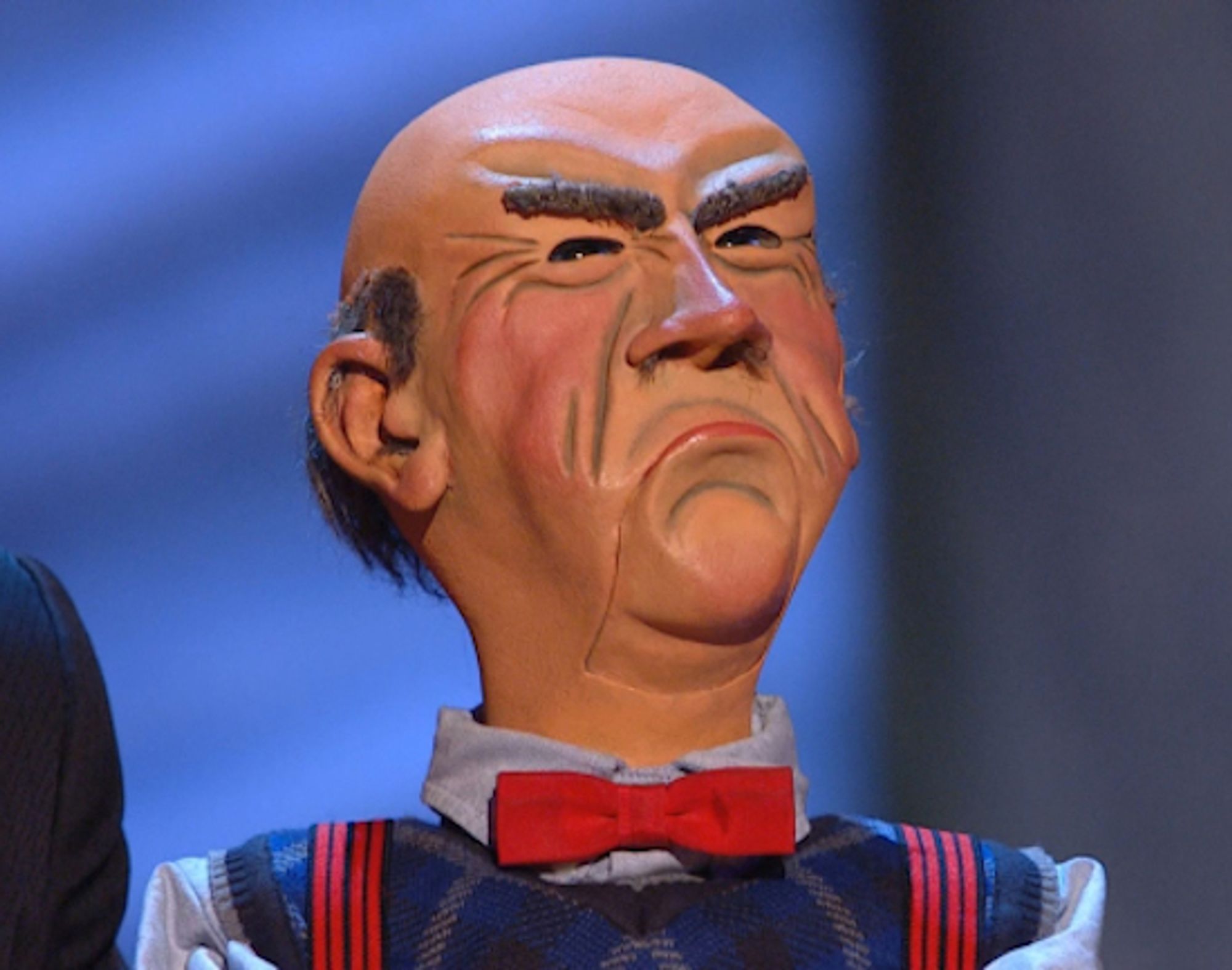 Jeff Dunham's angry old man puppet, scowling.