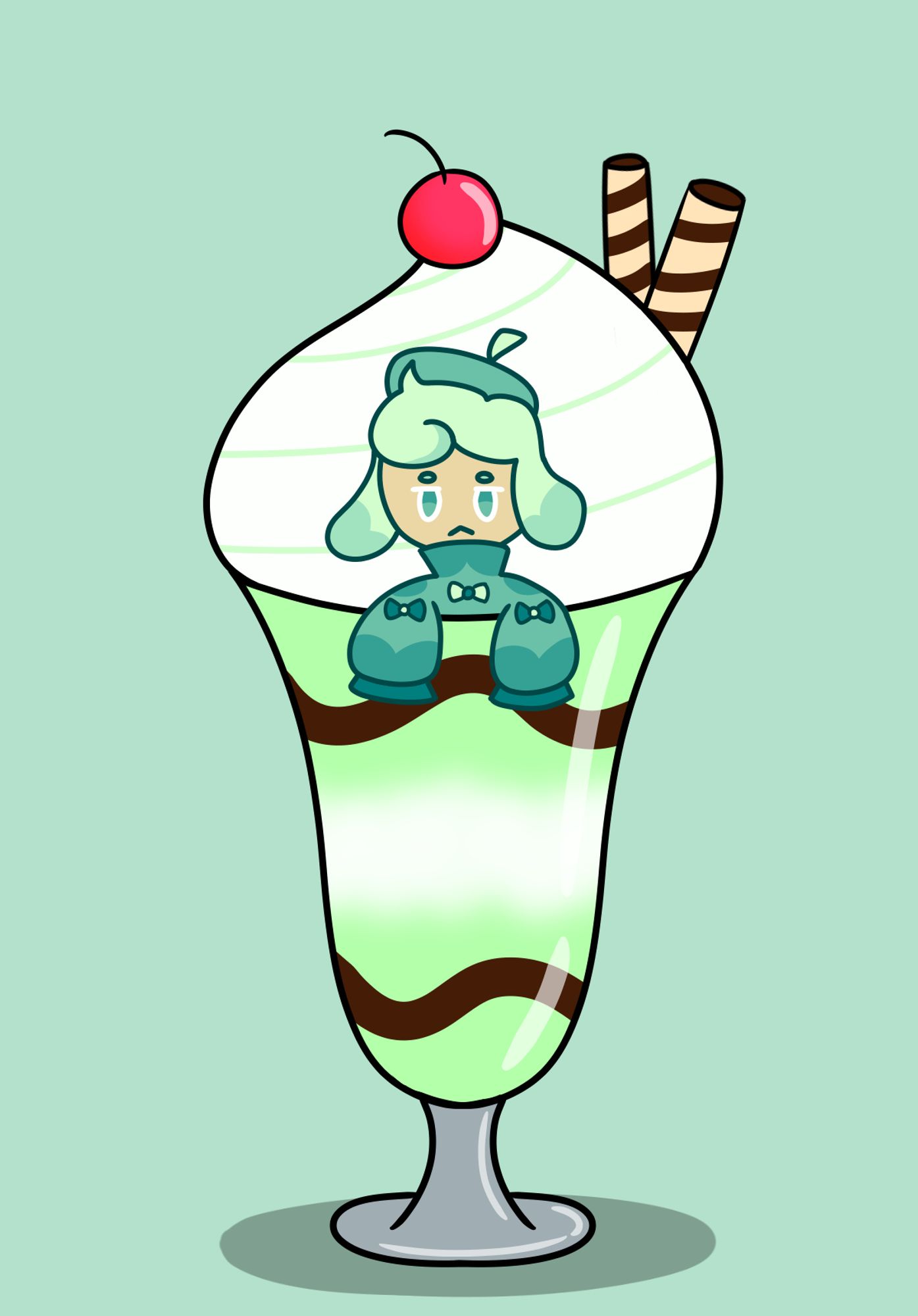 Mint poodle cookie (Mochi-the-Potato on artfight)