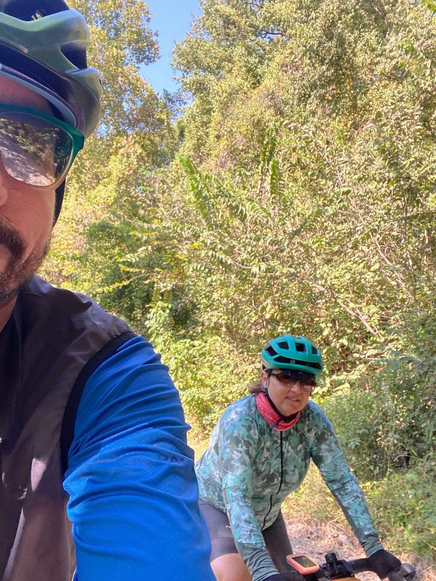 Carmen and Dan riding along the Katy Trail.