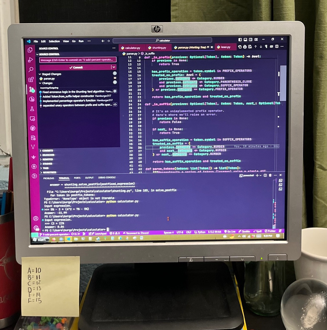 A computer opened to VS Code editing a file.