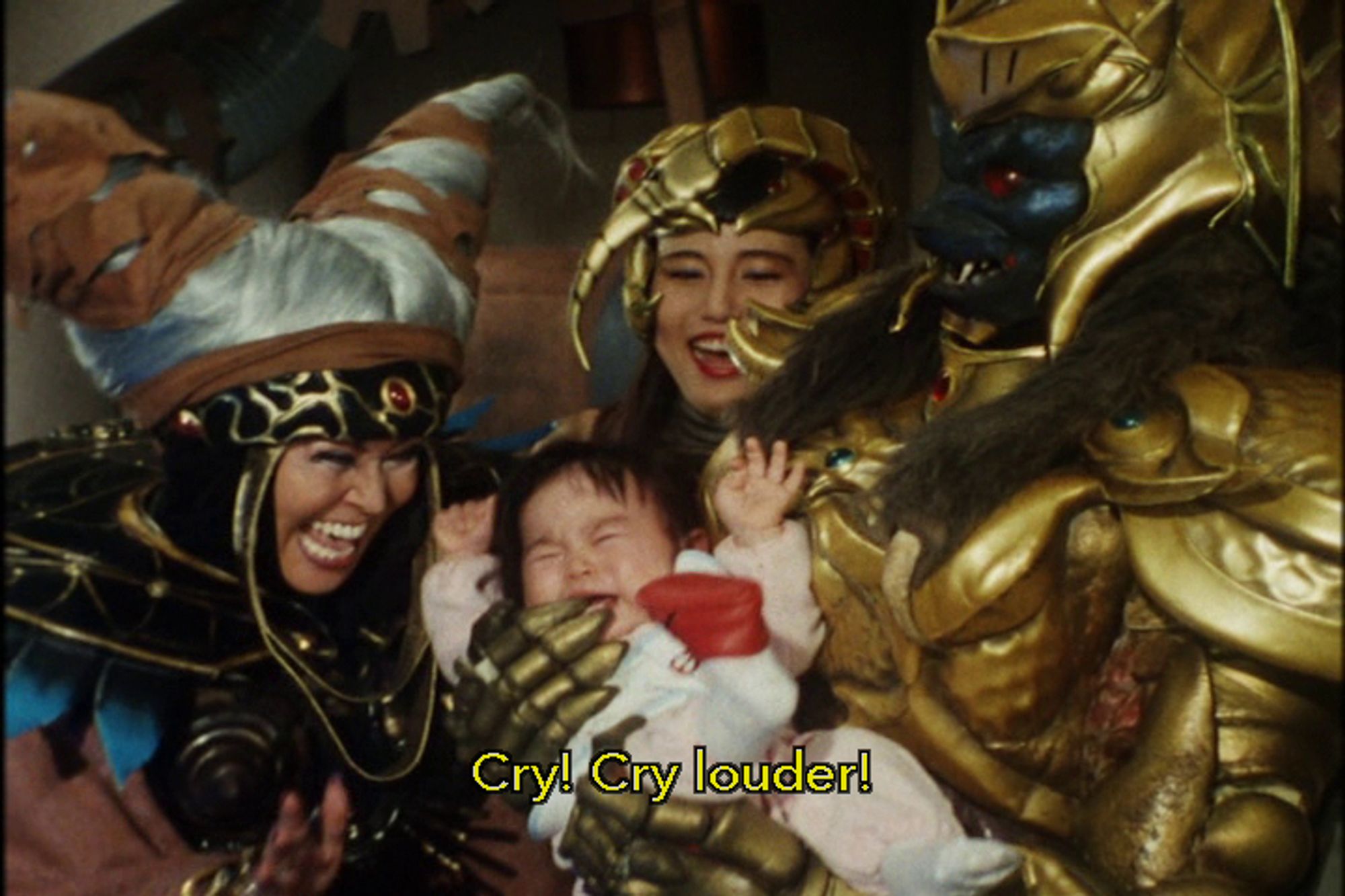 Bandora encourages a baby to cry louder