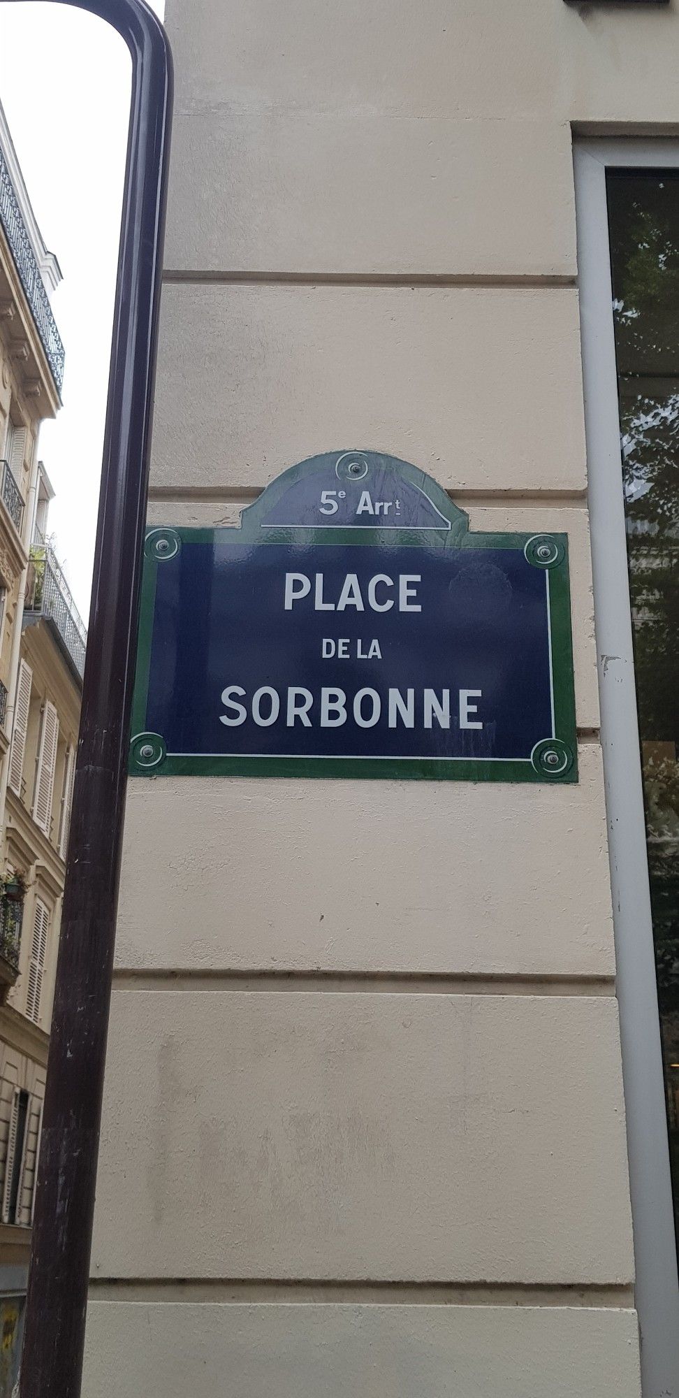 Street sign for place de la Sorbonne in Paris