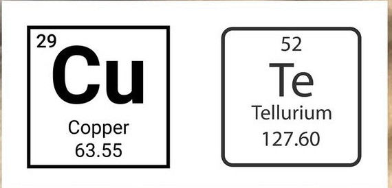 PSE-Symbole von Kupfer (Cu) und Tellur (Te), zusammen bilden sie das Wort „cute“