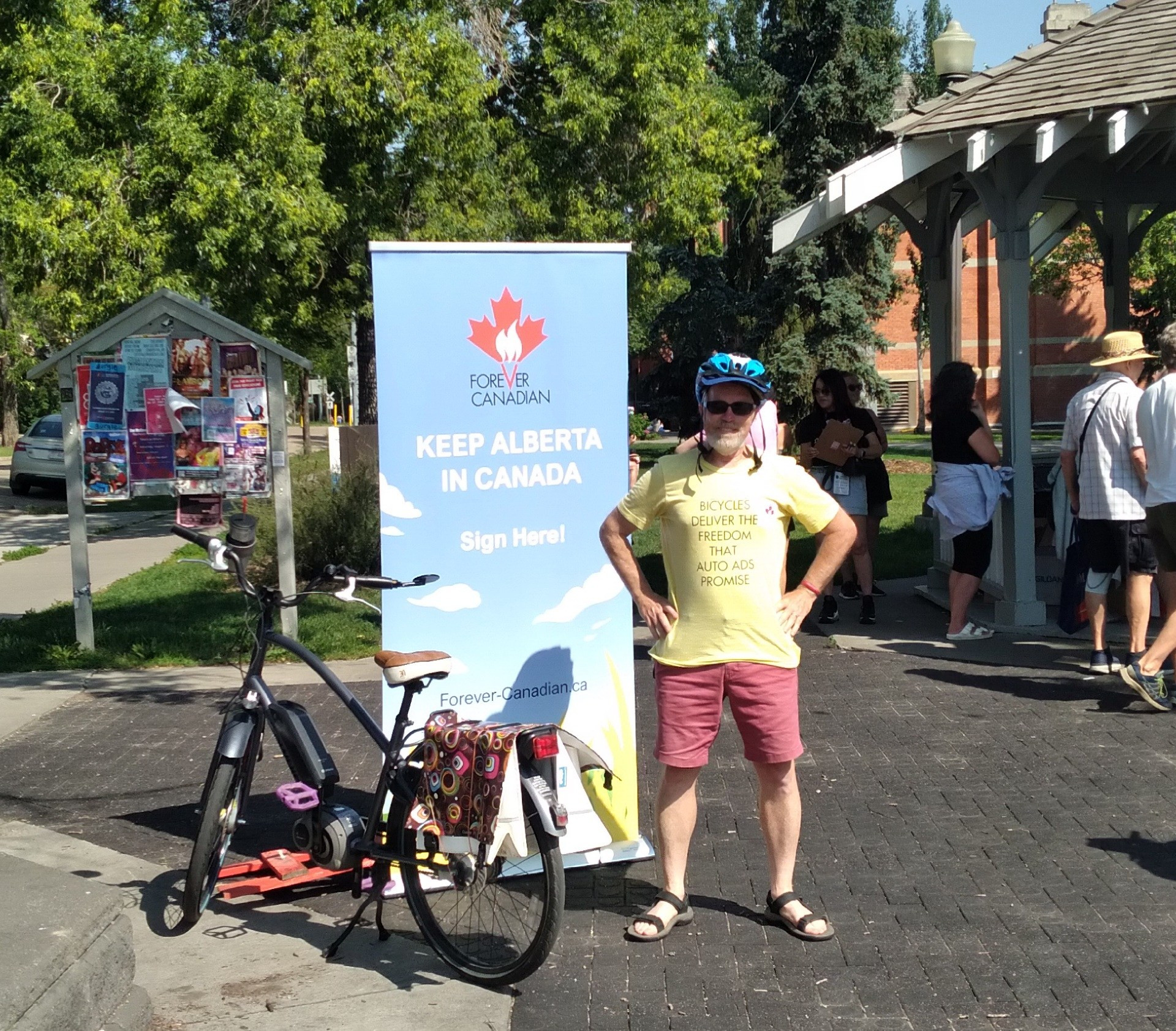 Photo of a distinguished gentleman proud to have joined the Forrver Canadian campaign. And his bike.