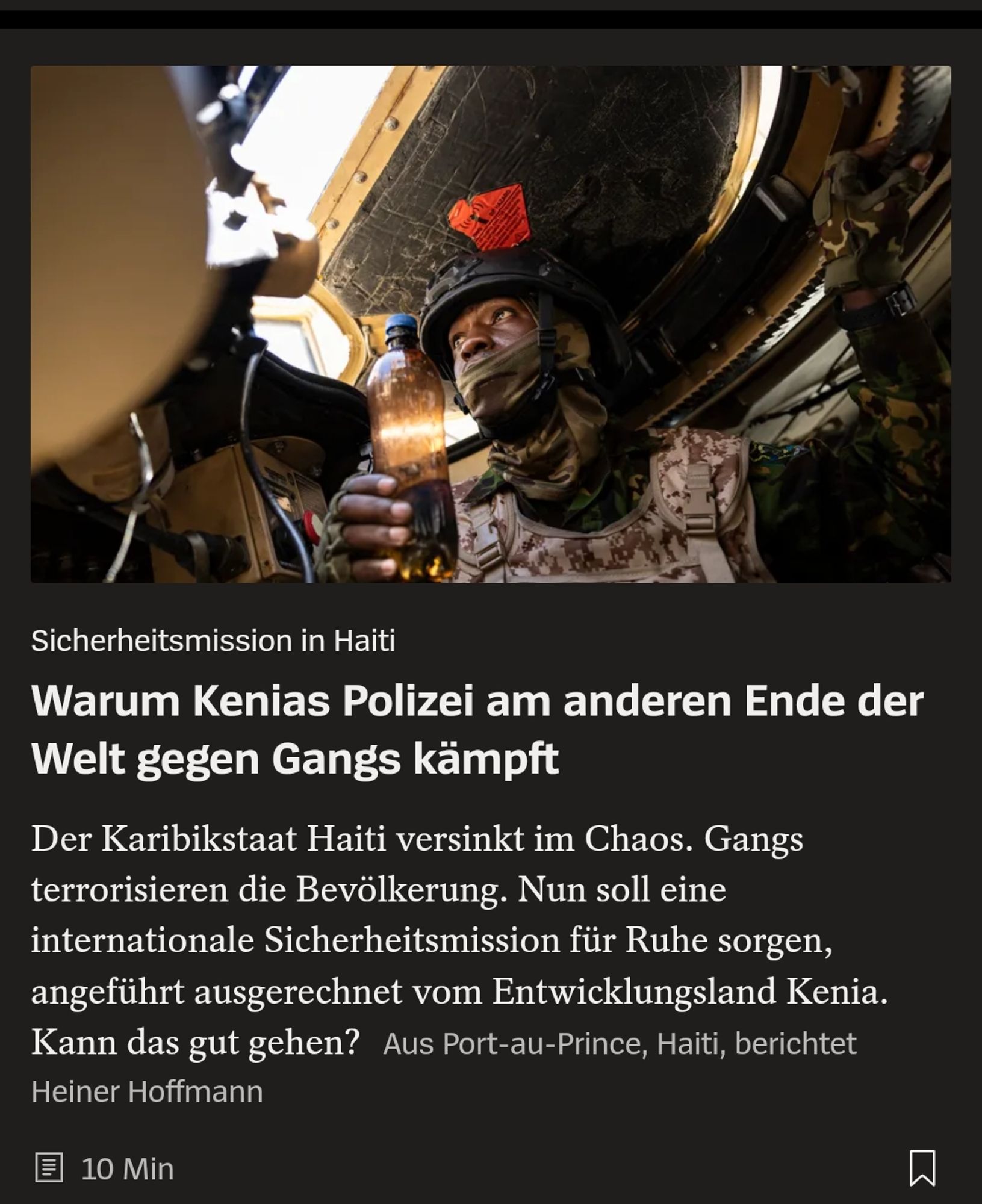 Der Karibikstaat Haiti versinkt im Chaos. Gangs terrorisieren die Bevölkerung. Nun soll eine internationale Sicherheitsmission für Ruhe sorgen, angeführt ausgerechnet vom Entwicklungsland Kenia. Kann das gut gehen? Aus Port-au-Prince, Haiti, berichtet Heiner Hoffmann