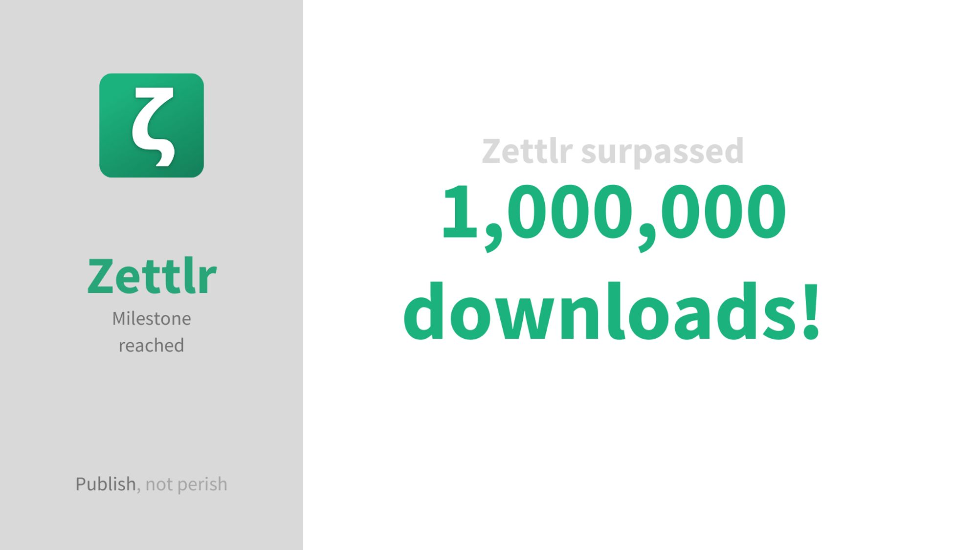 Zettlr surpassed 1,000,000 downloads