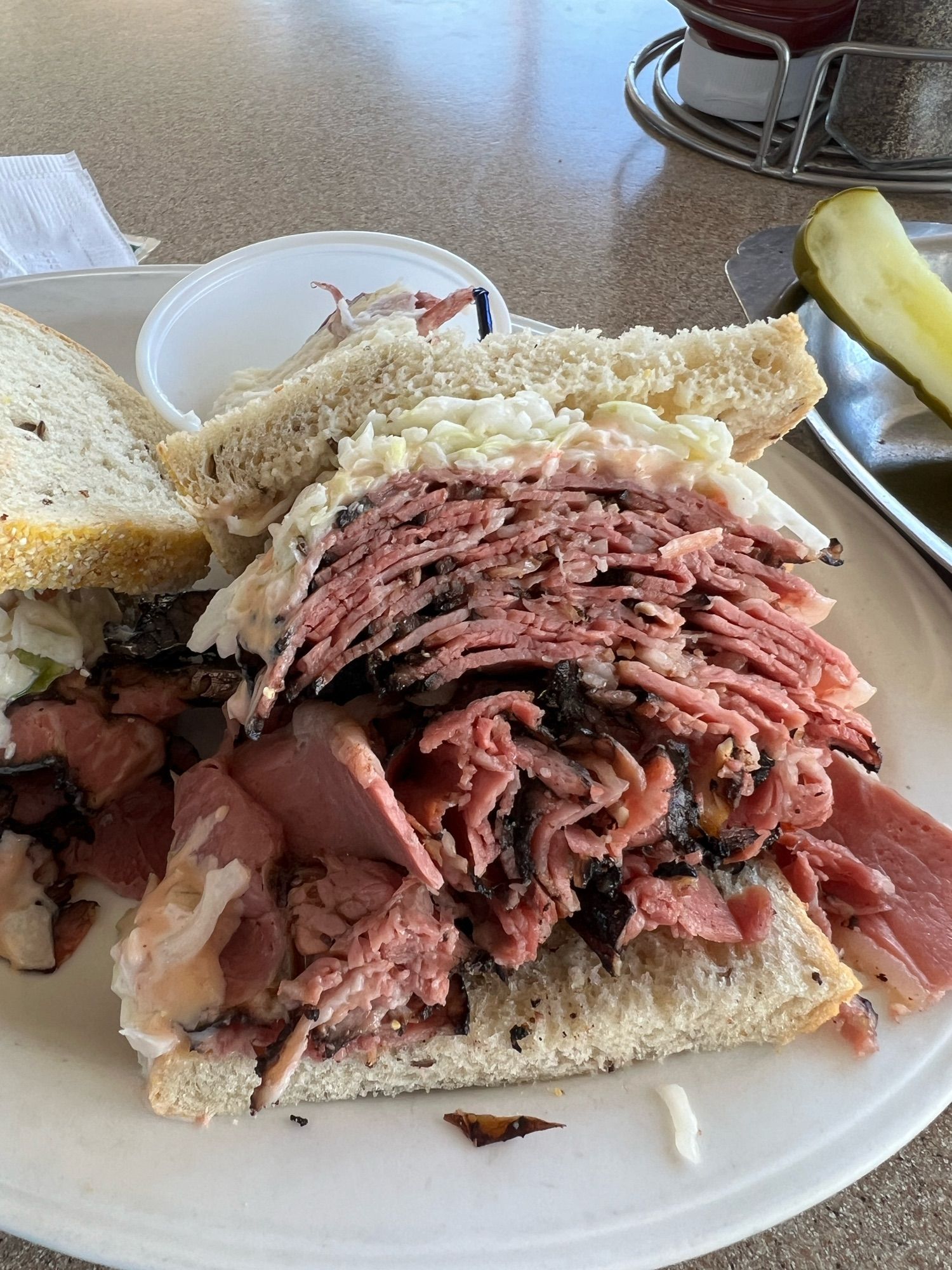 A giant pastrami sandwich