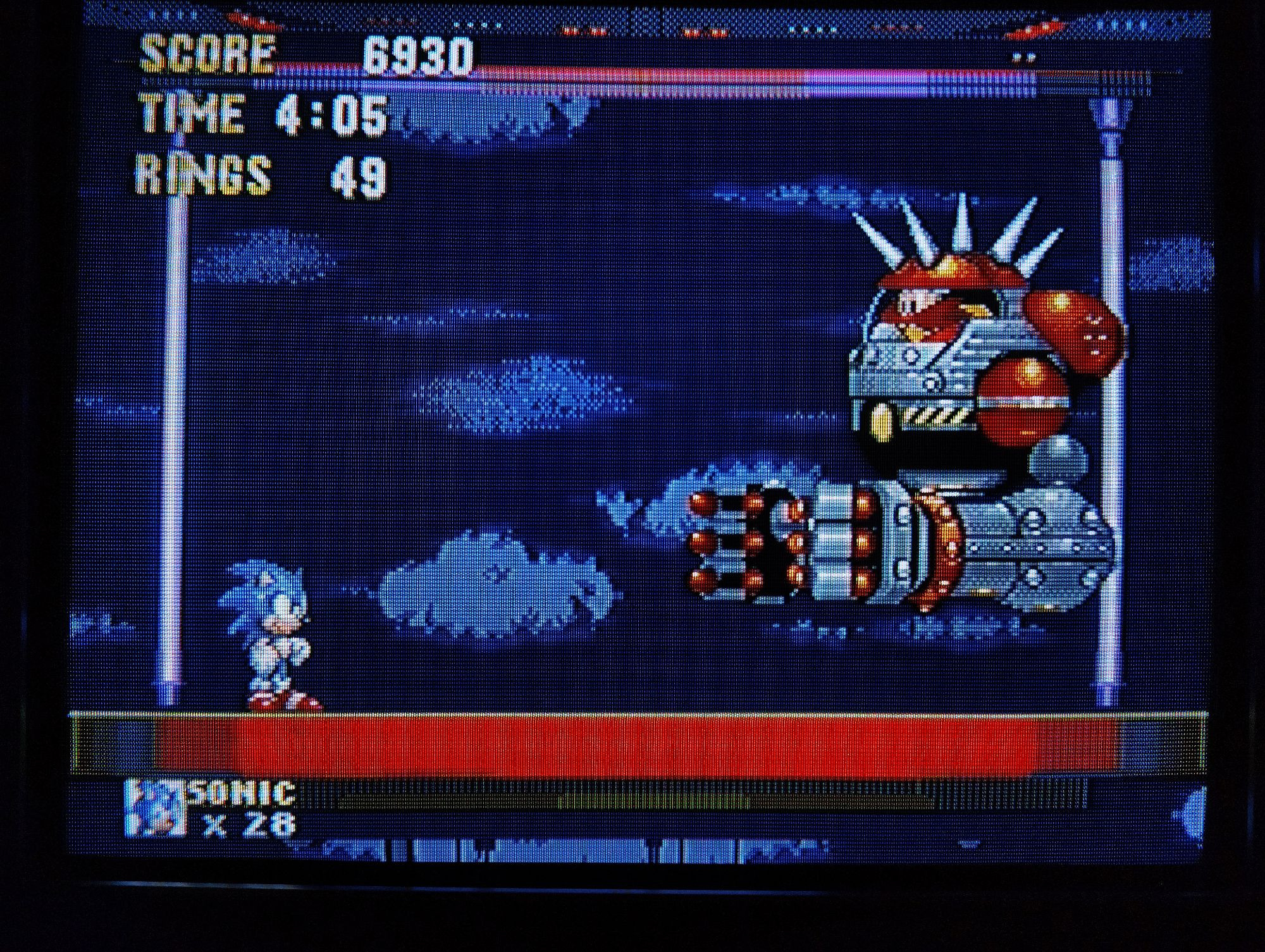 Photo of a CRT displaying Sonic and Eggman in Sonic 3 & Knuckles.