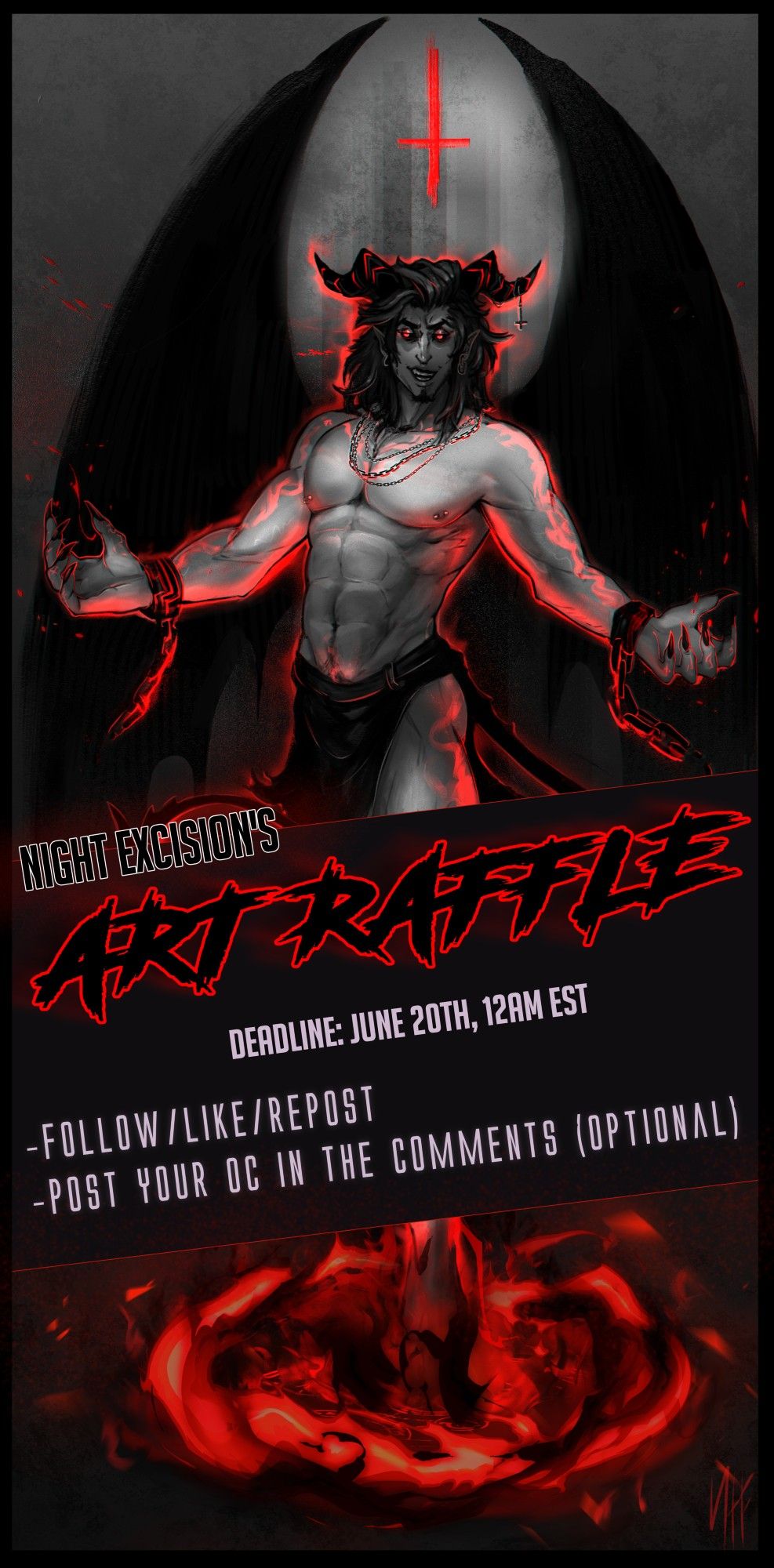 Art Raffle, to enter follow/like/repost. Post OC in the comments (optional). Deadline: June 20th, 12am EST