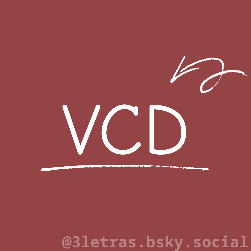 As letras VCD escrito em uma imagem com um fundo de uma cor só.