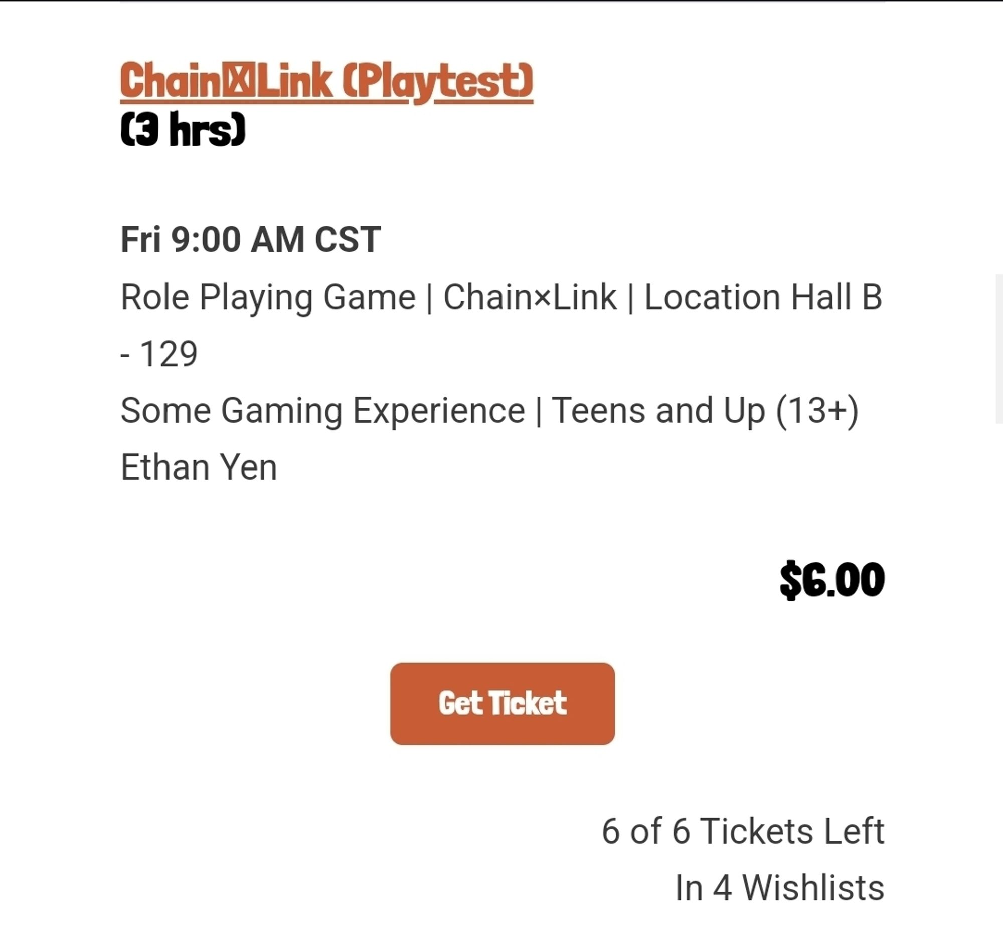 Screenshot of Chain×Link event