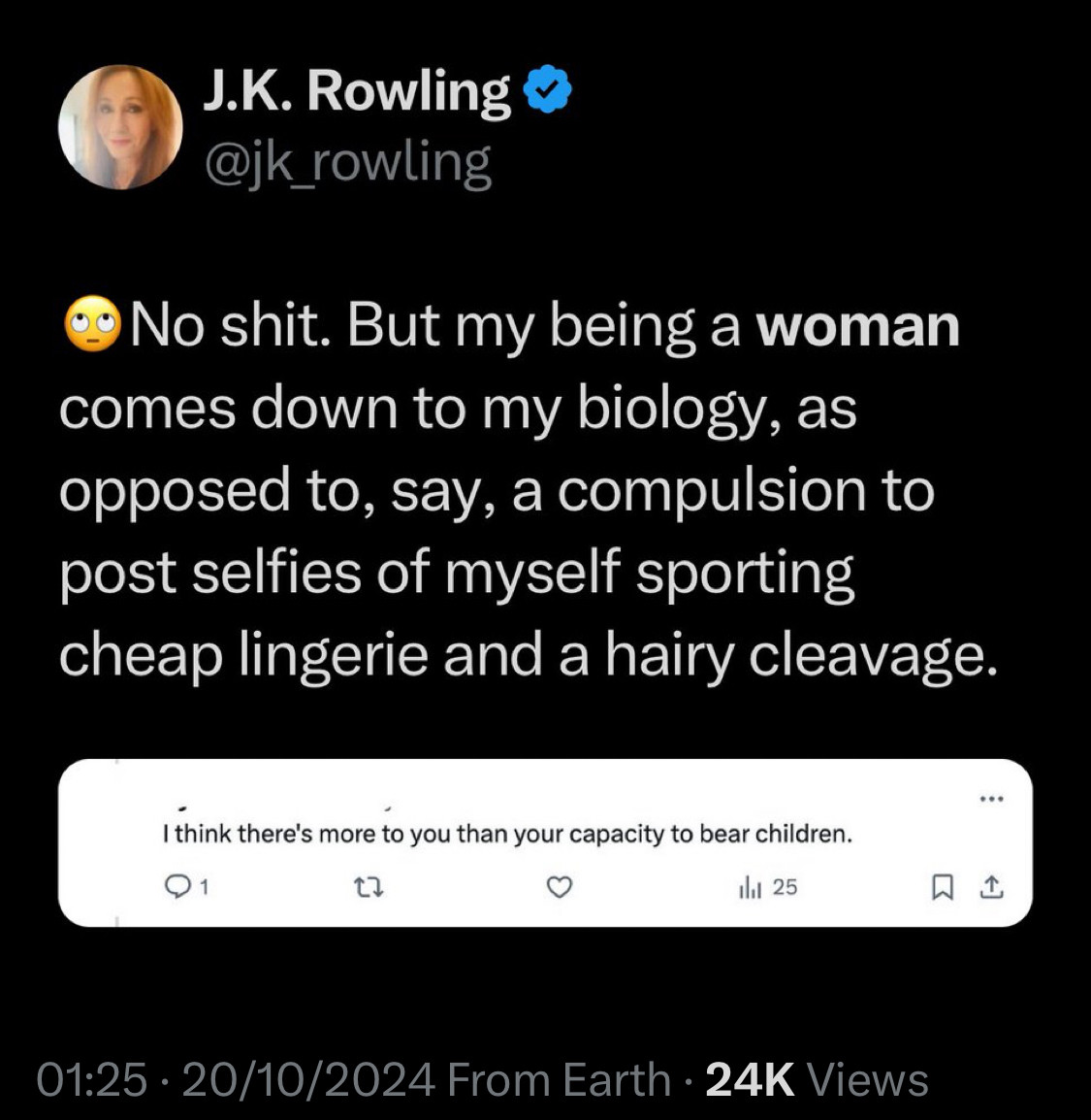 It’s a JKKK Rowling tweet I’m making a joke about if you can’t see it then honestly good for you you’re better off 