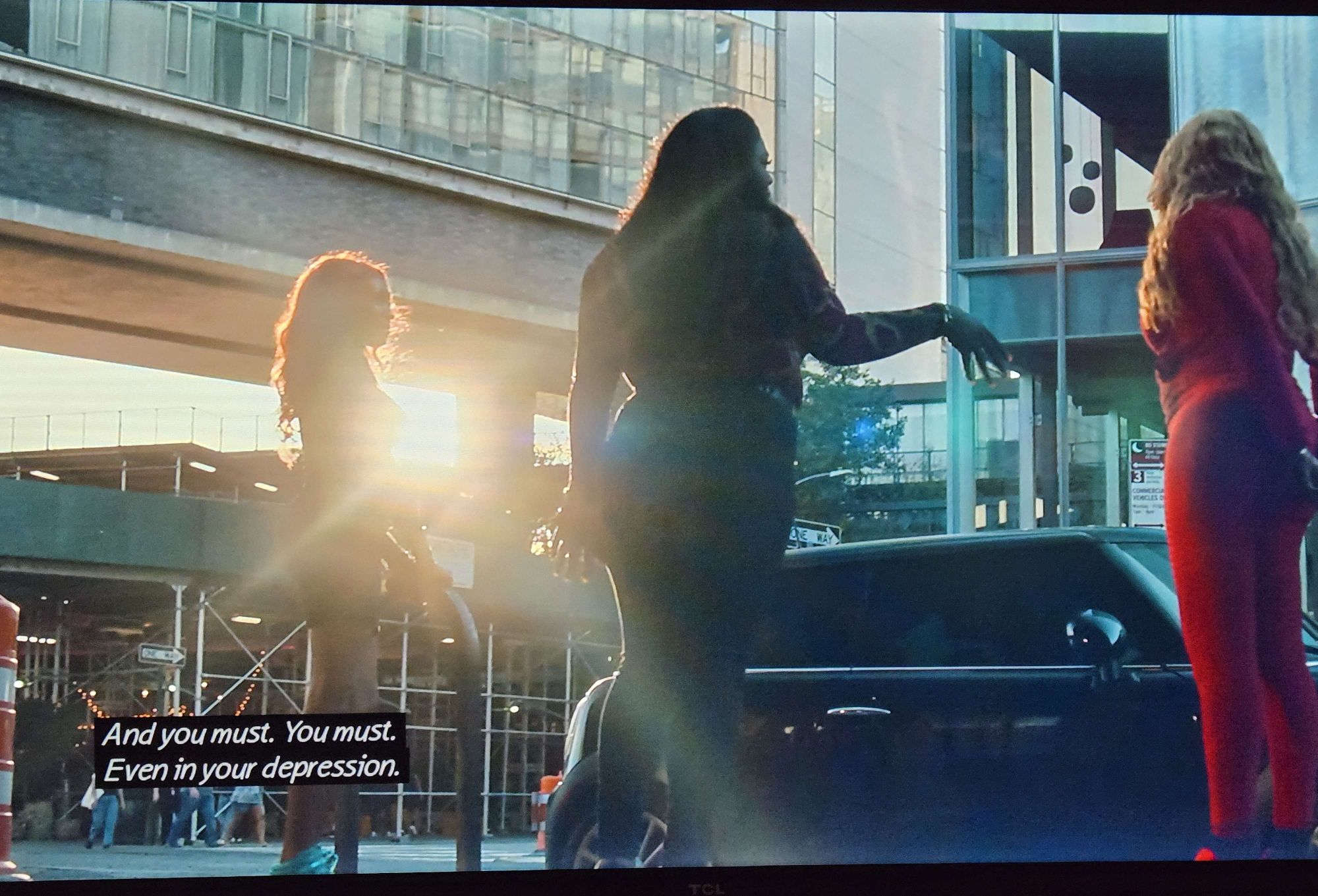 Three black trans women as the sun sets on the highline [same background for next two pics]
And you must, you must, even in your depression