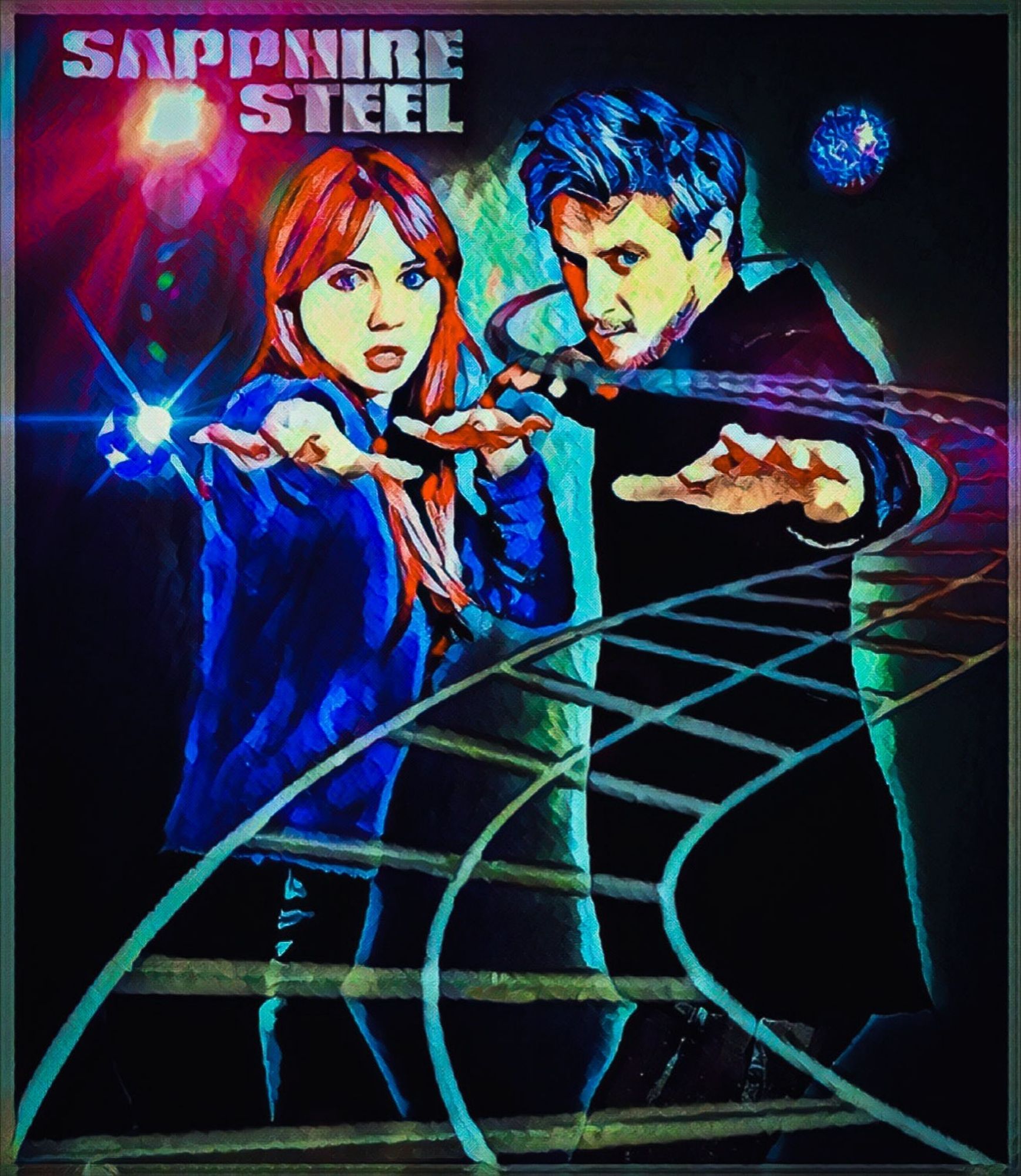 Image edit. Karen Gillan and Arthur Darvill in a mock-up poster for a Sapphire and Steel reboot.