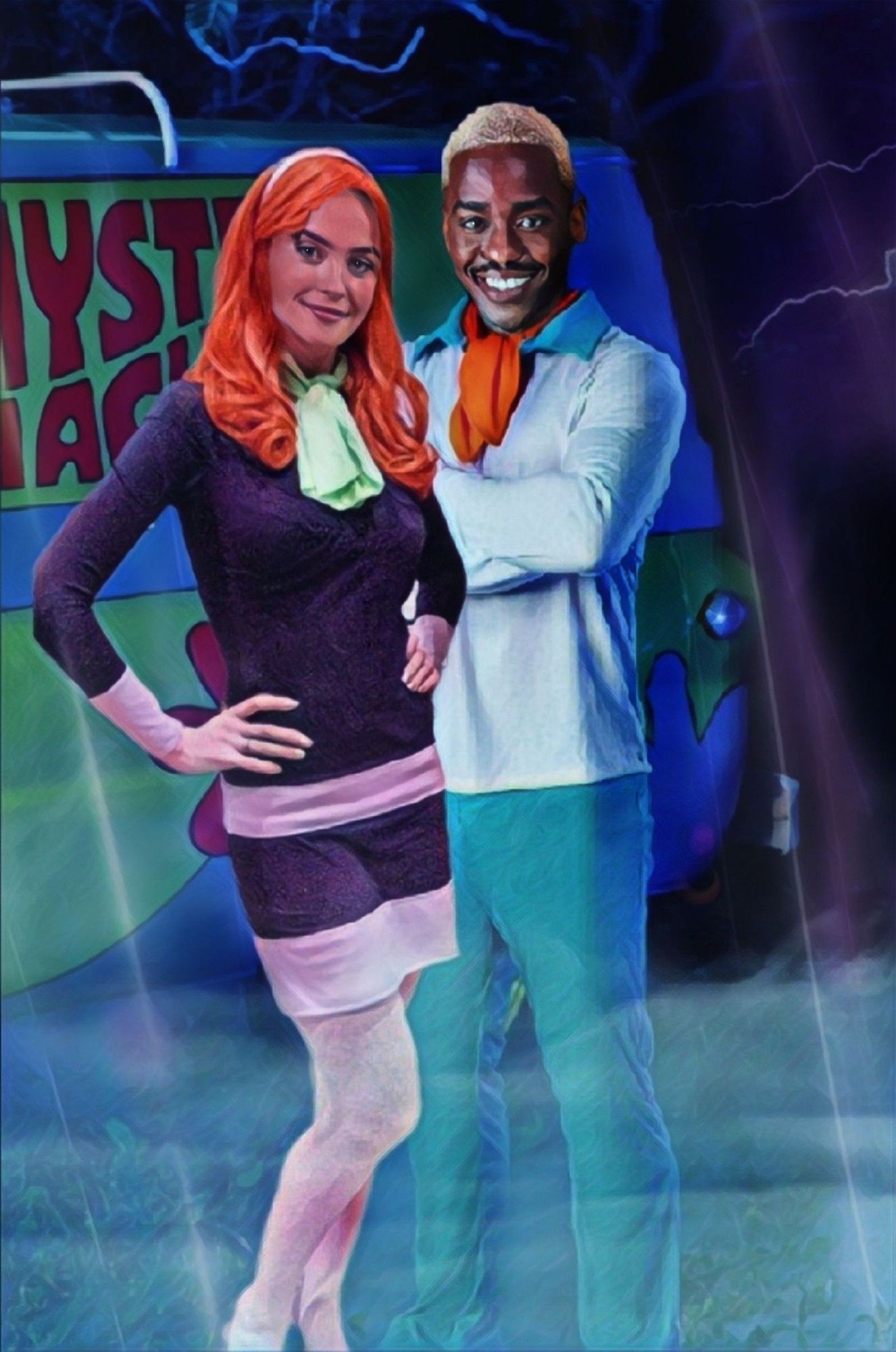 Image edit the 15th Doctor and Ruby cosplay Fred and Daphne from Scooby doo.