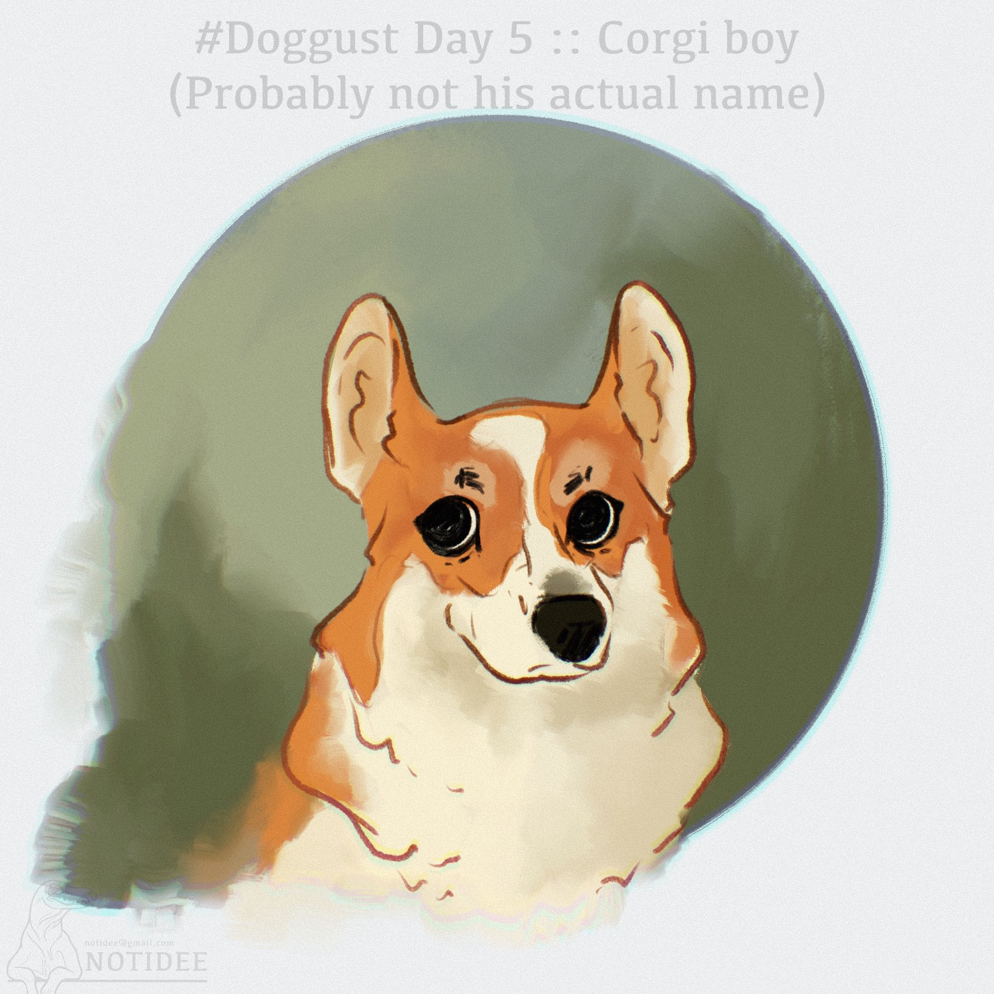 Quick sketch of a corgi with an iconic side glance