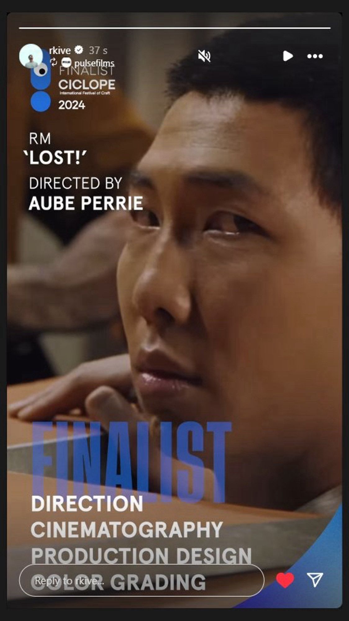 Screencap of the LOST! mv overlaid with text relating to its nominations