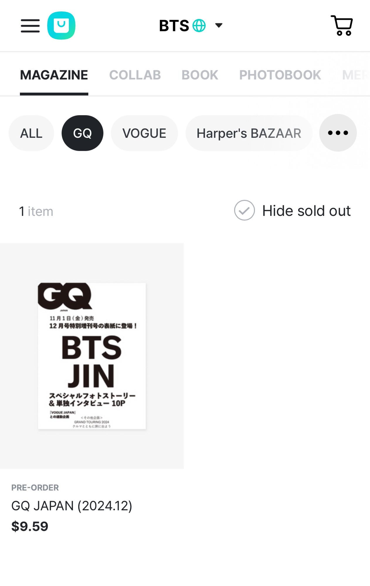 Weverse Shop GQ Category