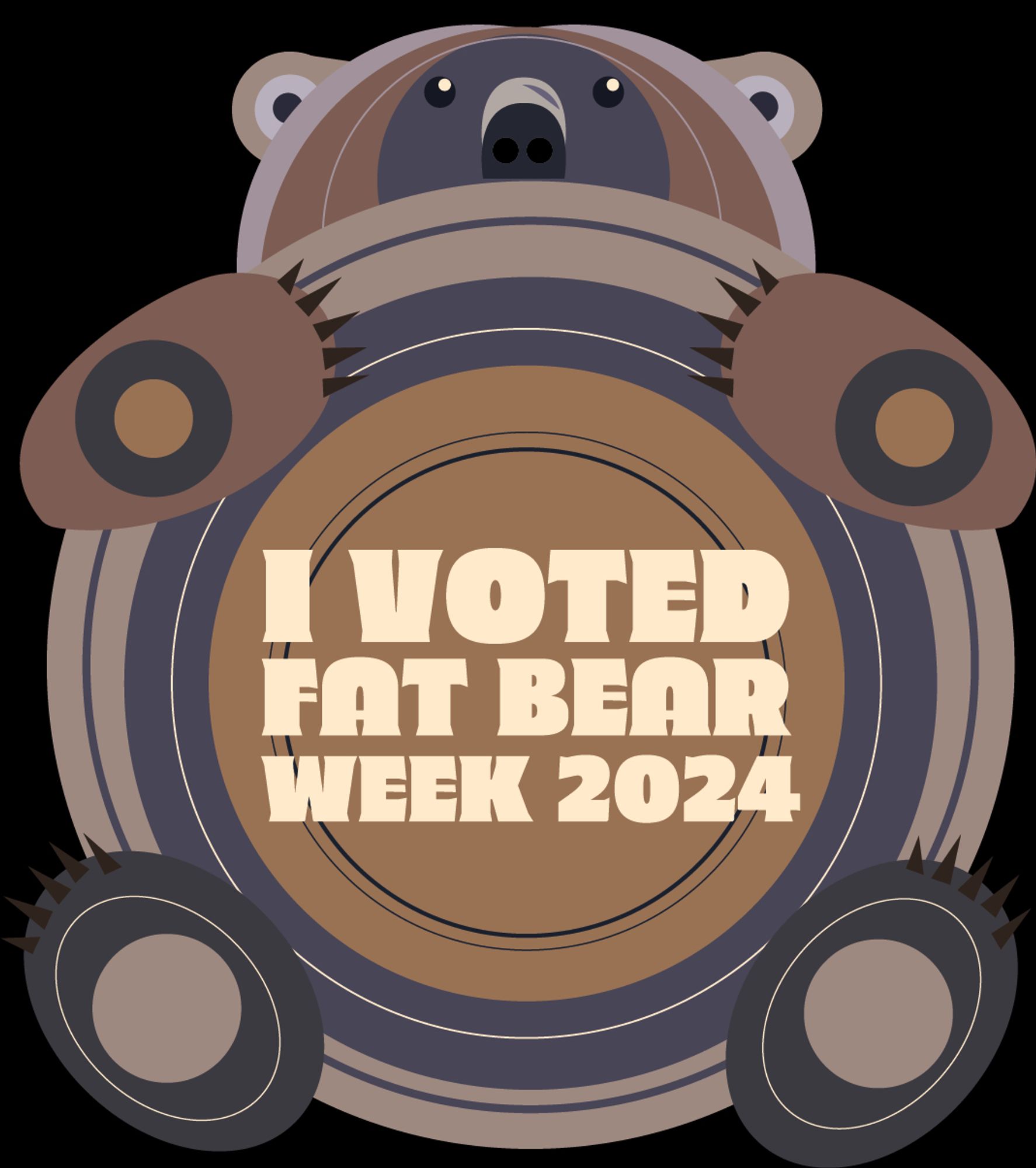 Fat Bear Week 2024 "I Voted" sticker, featuring a large fat cartoon bear.