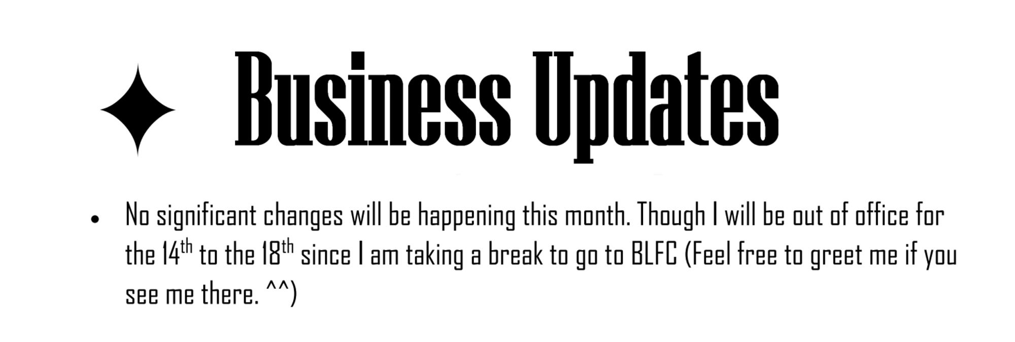 Business Updates for October!