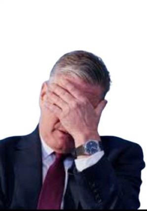 Keir Starmer with his face cupped in his left hand in a face palm motion 