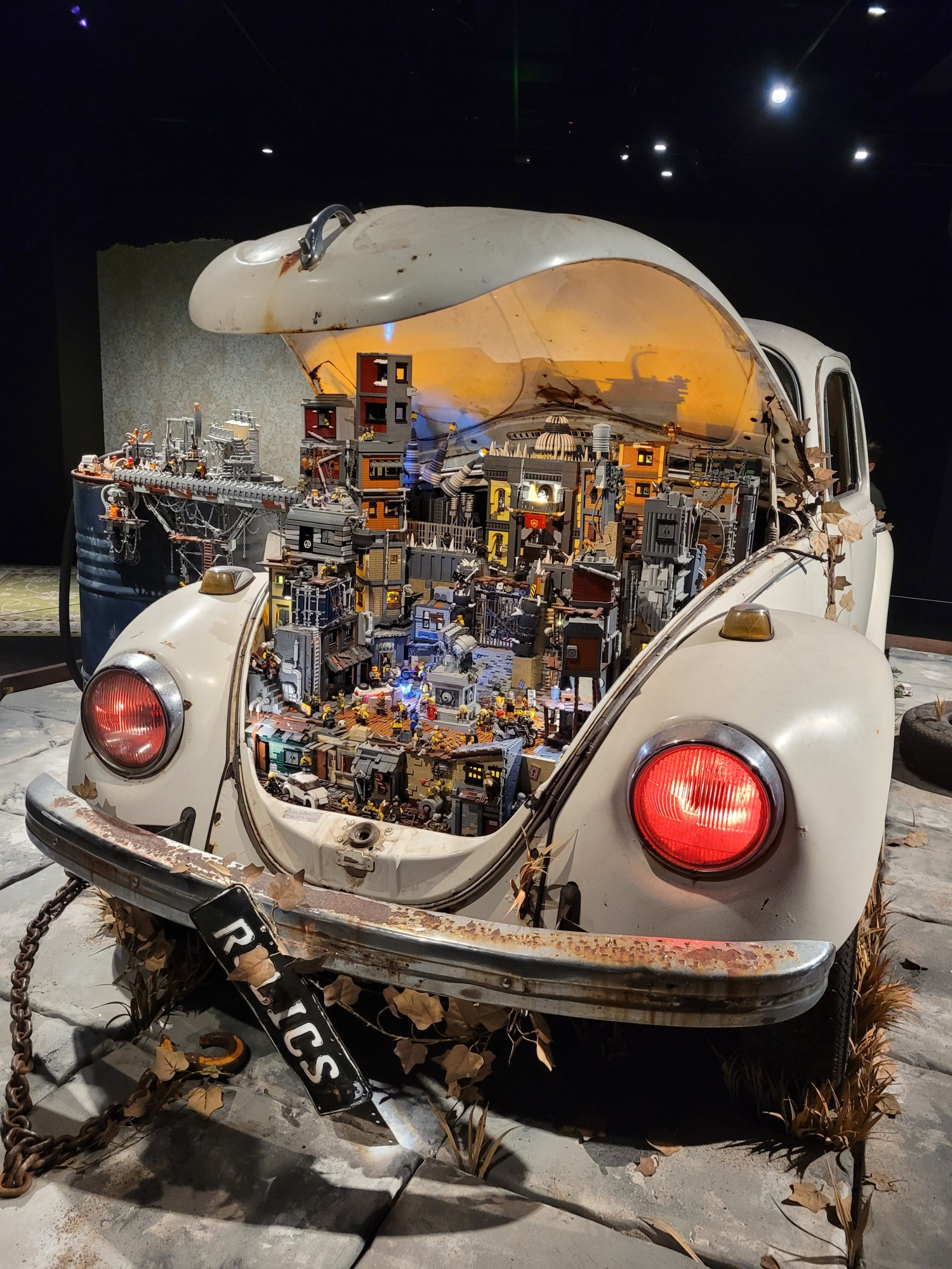 Lego mini-figs have taken over an abandoned Volkswagon beetle & built their home in it.