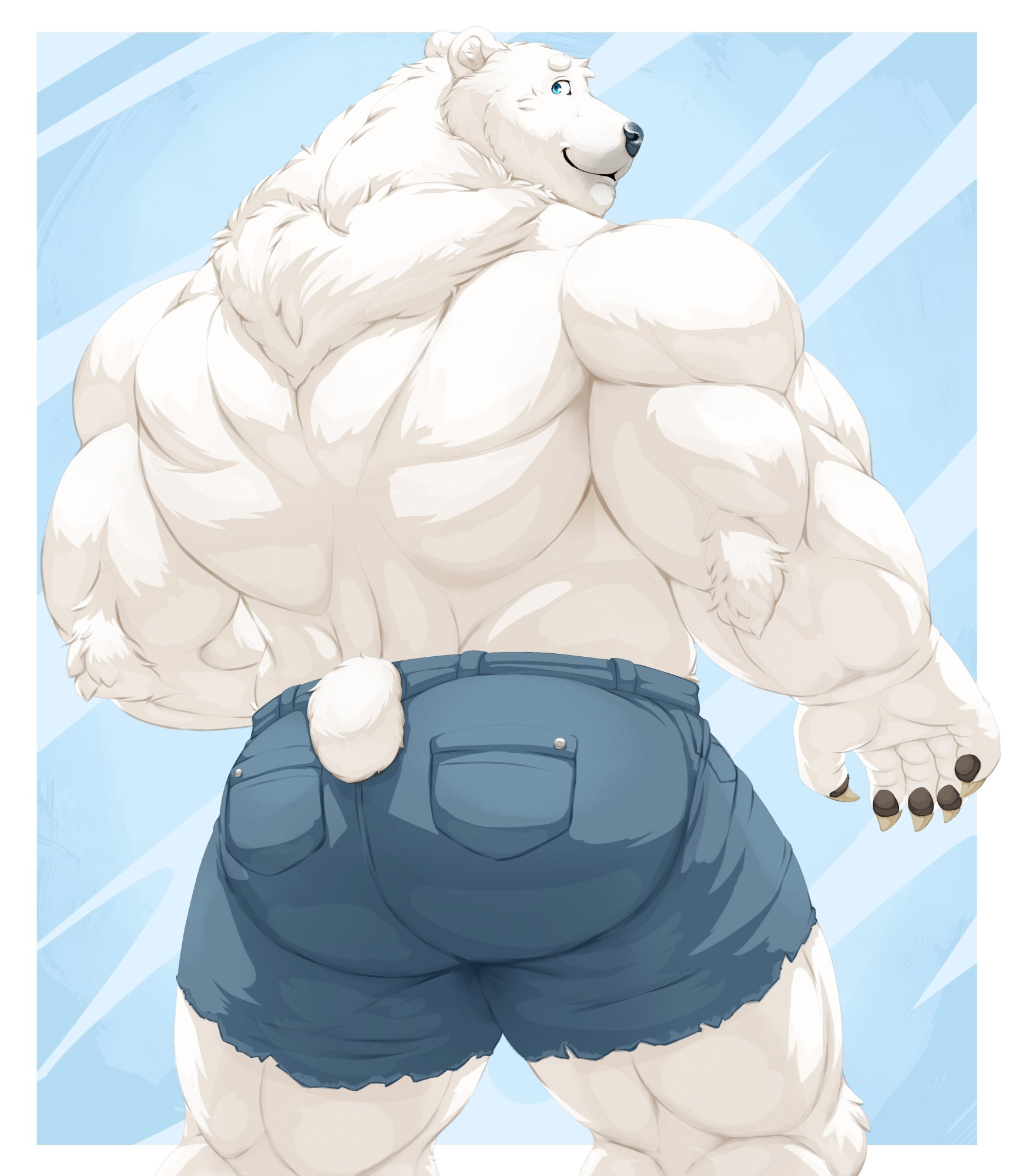 Can't go wrong with a polar bear and buff one at that~ Just thought I haven't done a buff one in a while. There's always that one pair of pants that makes one's back part look kinda big, and this polar bear is having that same experience~! #furryart #furry #anthroart #polarbear