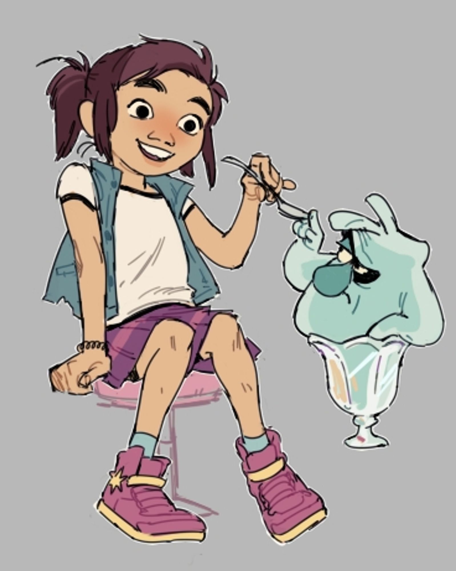 fanart of Molly McGee and Scratch, from the disney TV serious The Ghost and Molly McGee